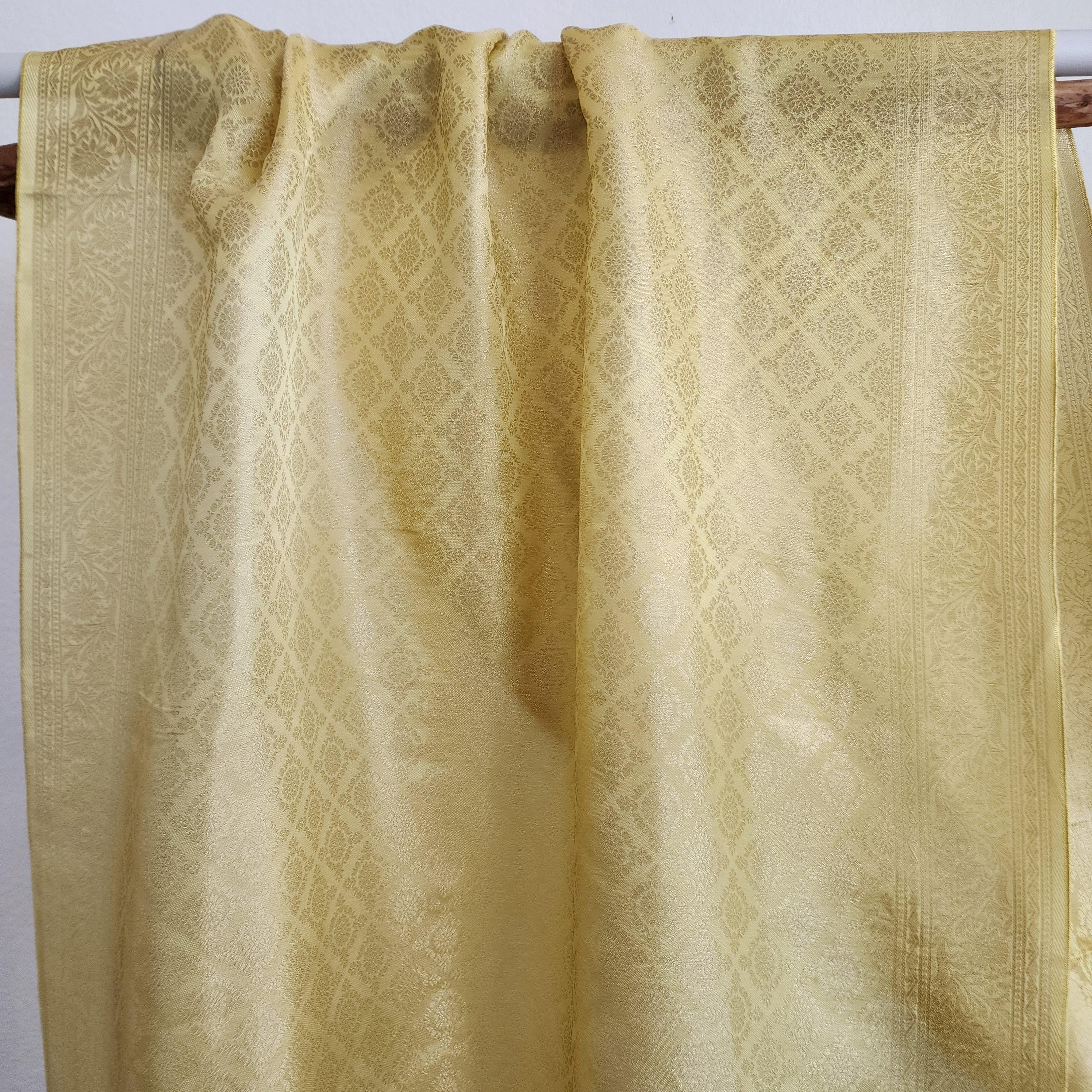 Banarasi Katan Silk Handwoven Dupatta in Lemon Yellow