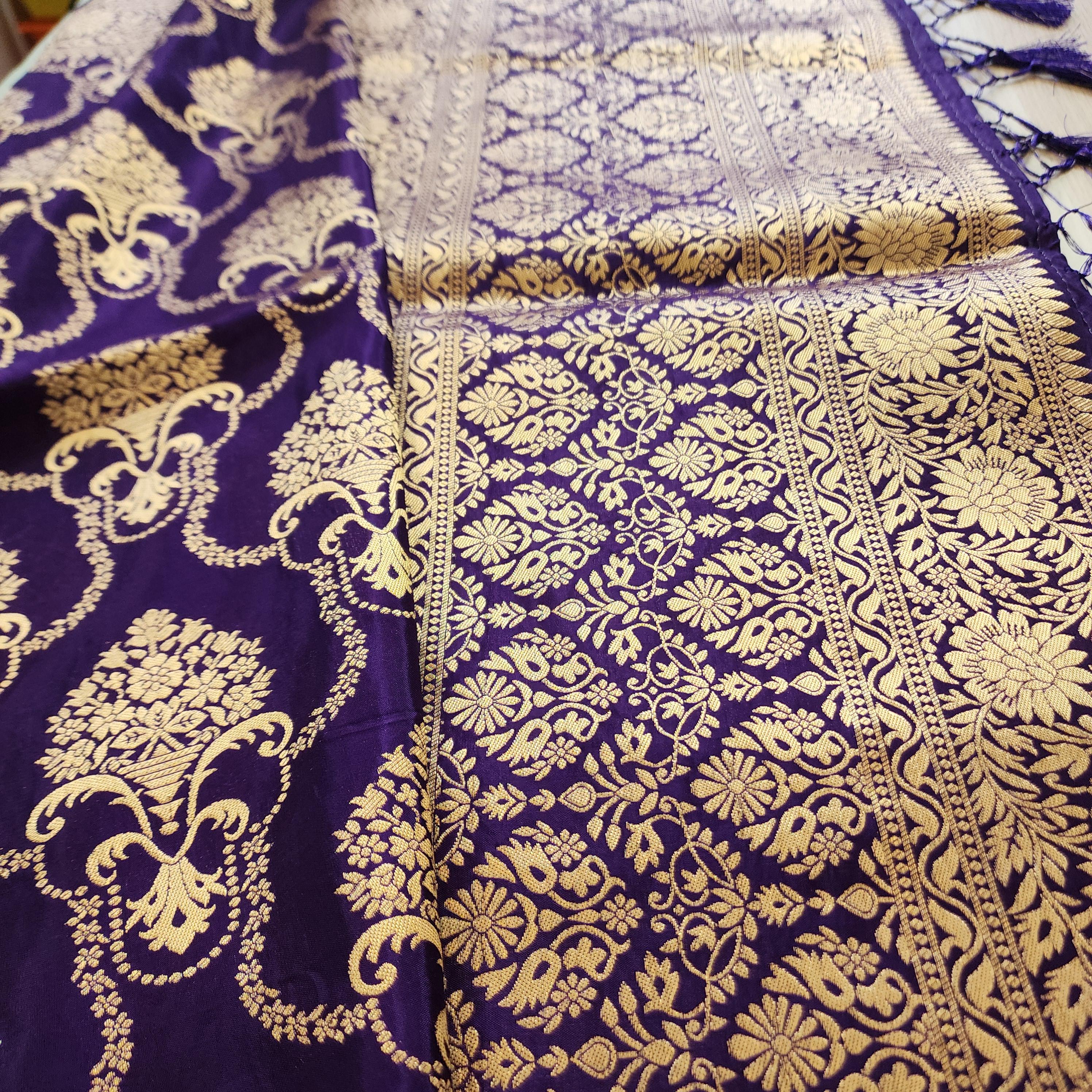Banarasi Katan Silk Kadhuwa Jaal Dupatta in Purple