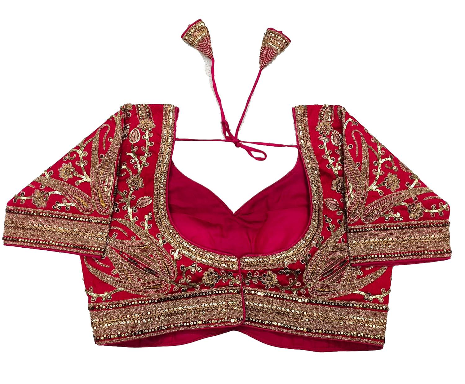 Bridal Blouse with Copper Embroidery | Half Sleeve Blouse