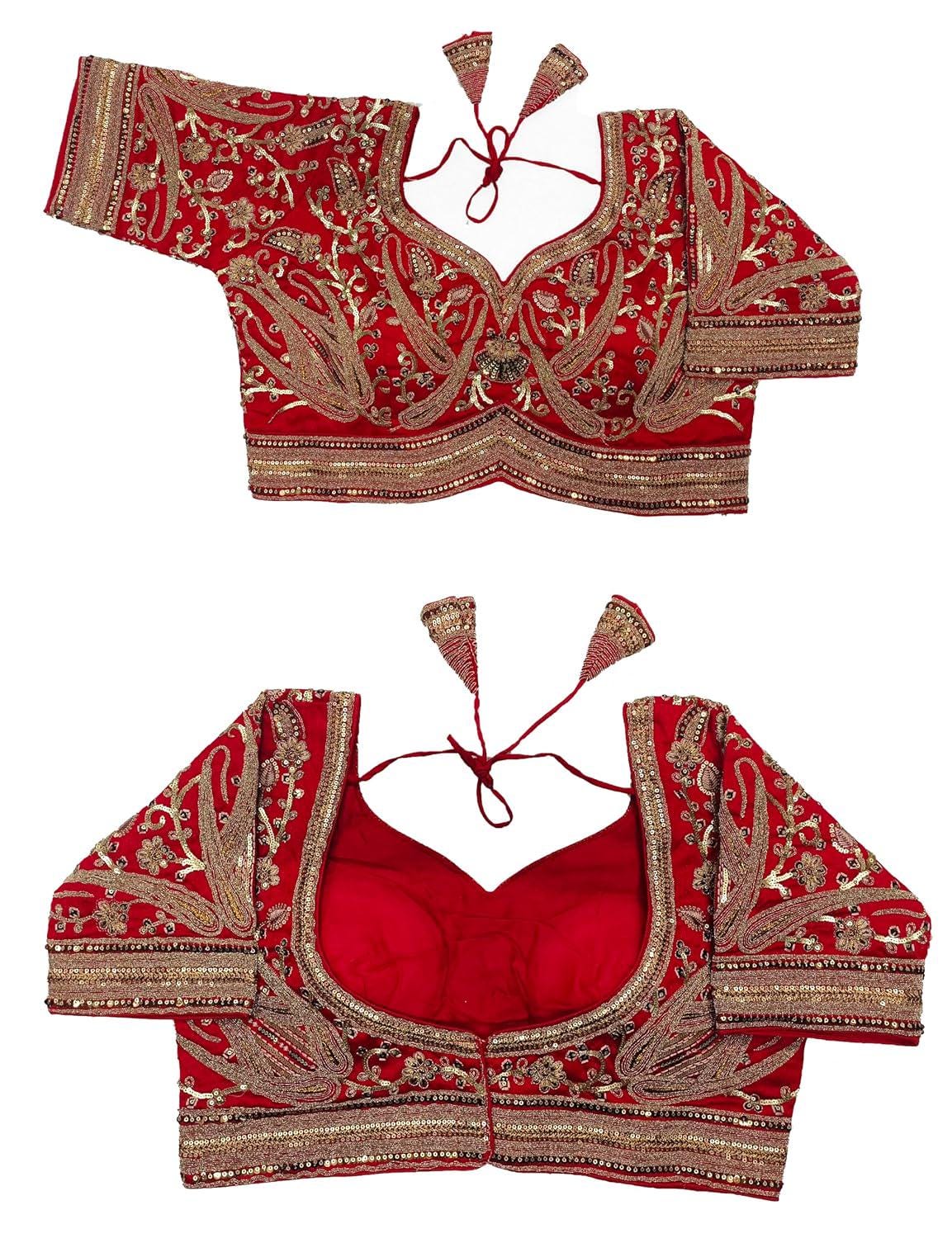 Bridal Blouse with Copper Embroidery | Half Sleeve Blouse