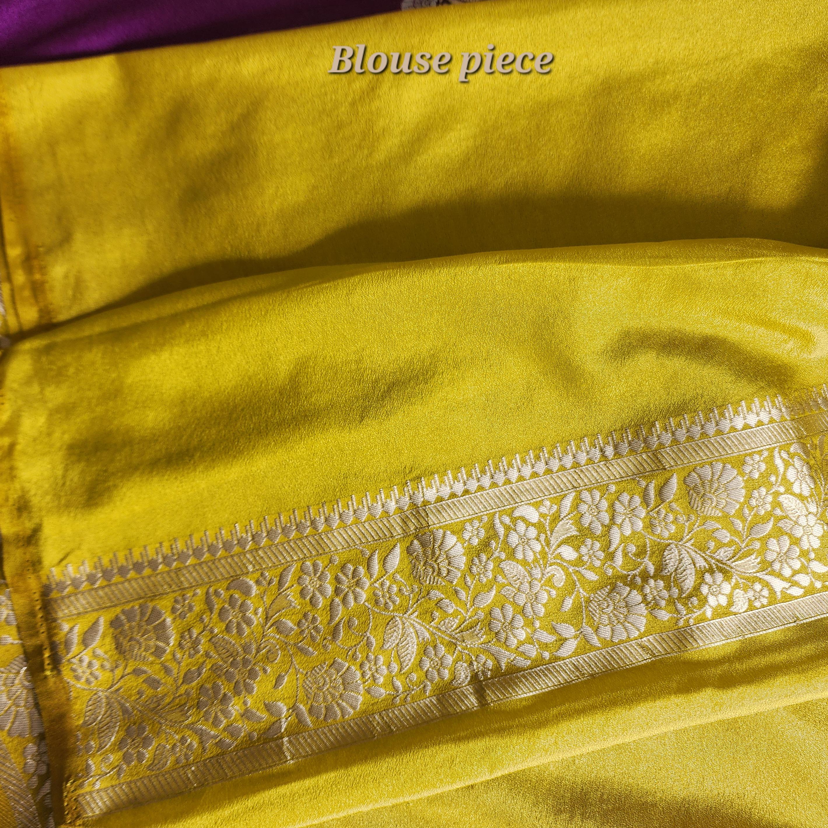 Banarasi Mashru Silk Saree with Silver Zari Handweaving