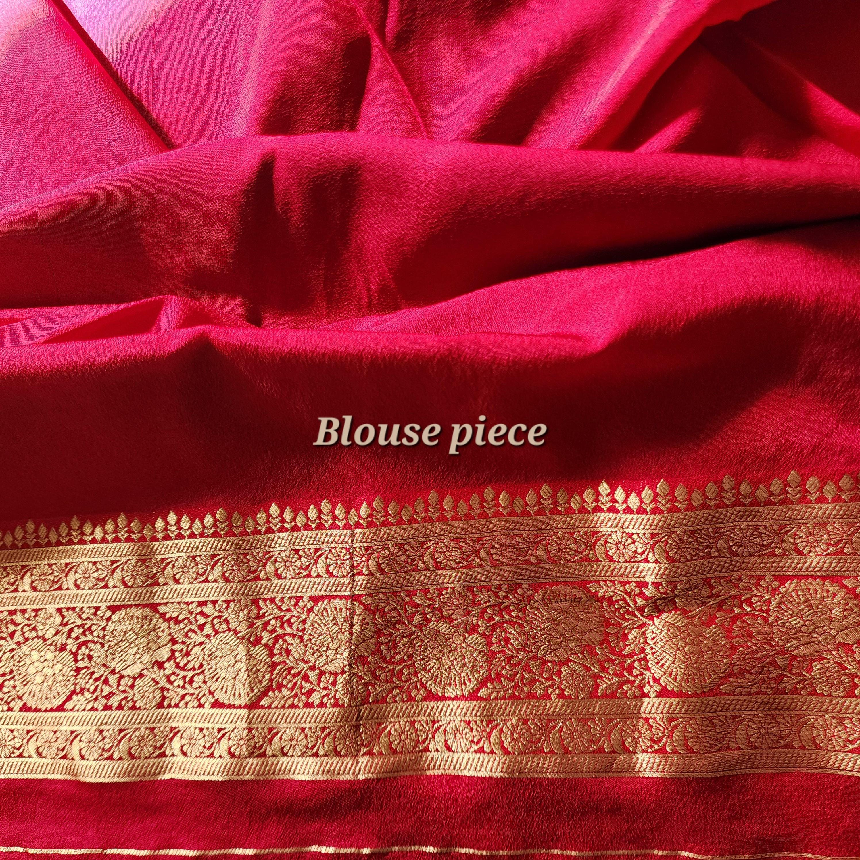 Emerald Green Banarasi Saree with traditional Red Jaal border
