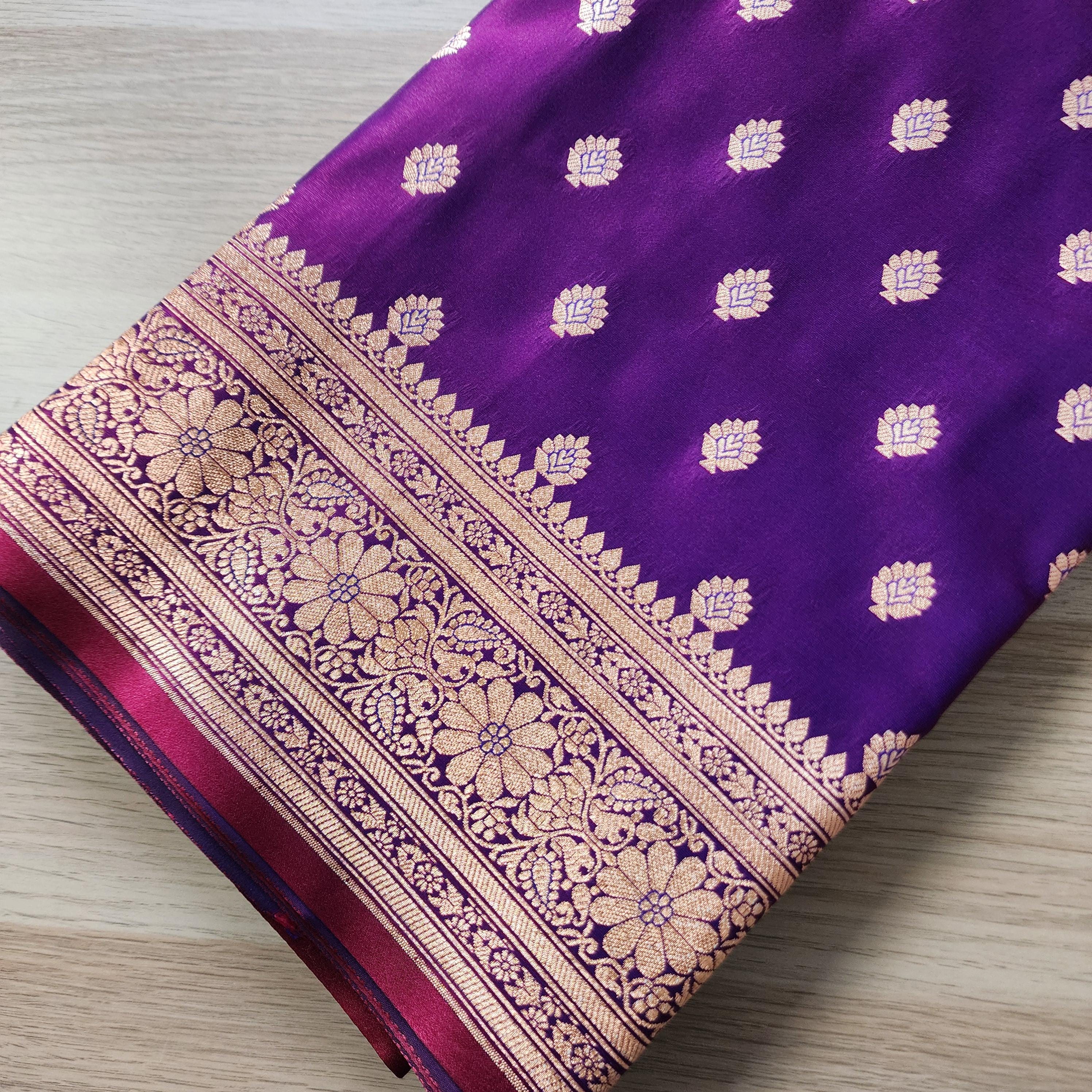 Royal Purple Banarasi Silk Saree with Golden Zari Weave