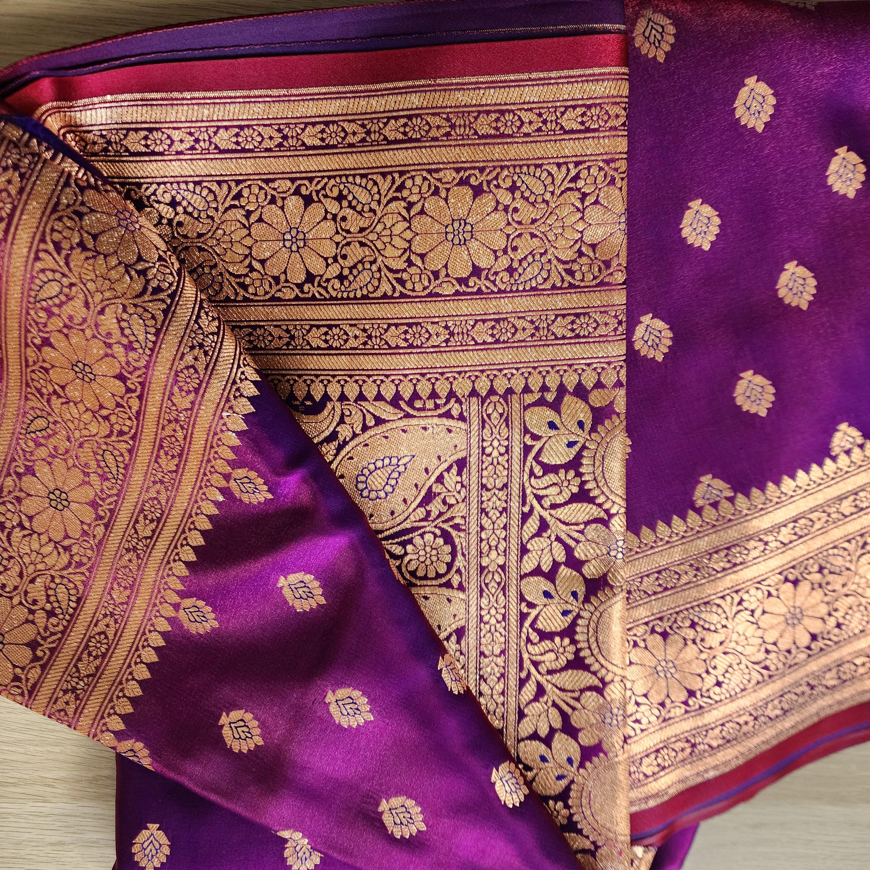 Royal Purple Banarasi Silk Saree with Golden Zari Weave