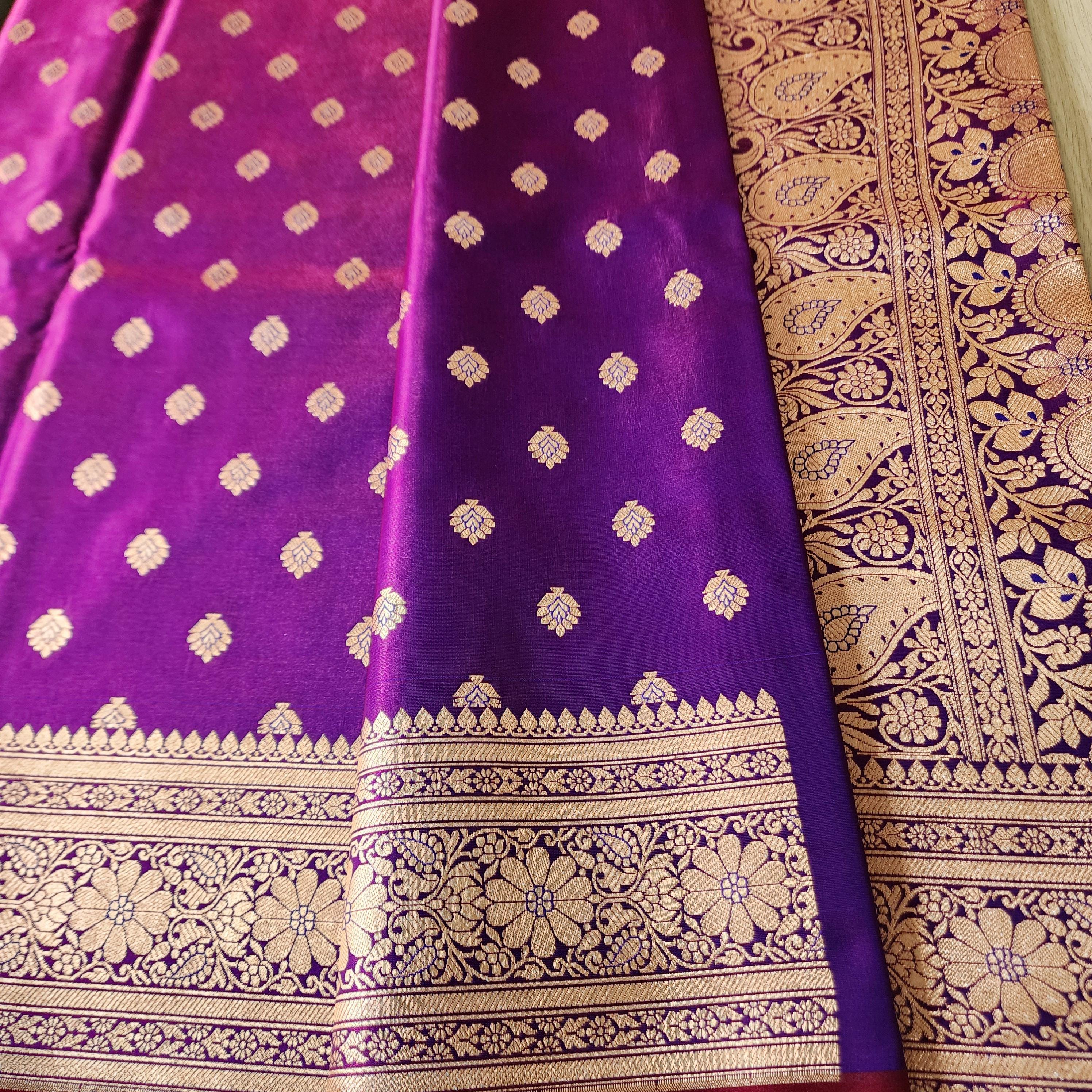 Royal Purple Banarasi Silk Saree with Golden Zari Weave