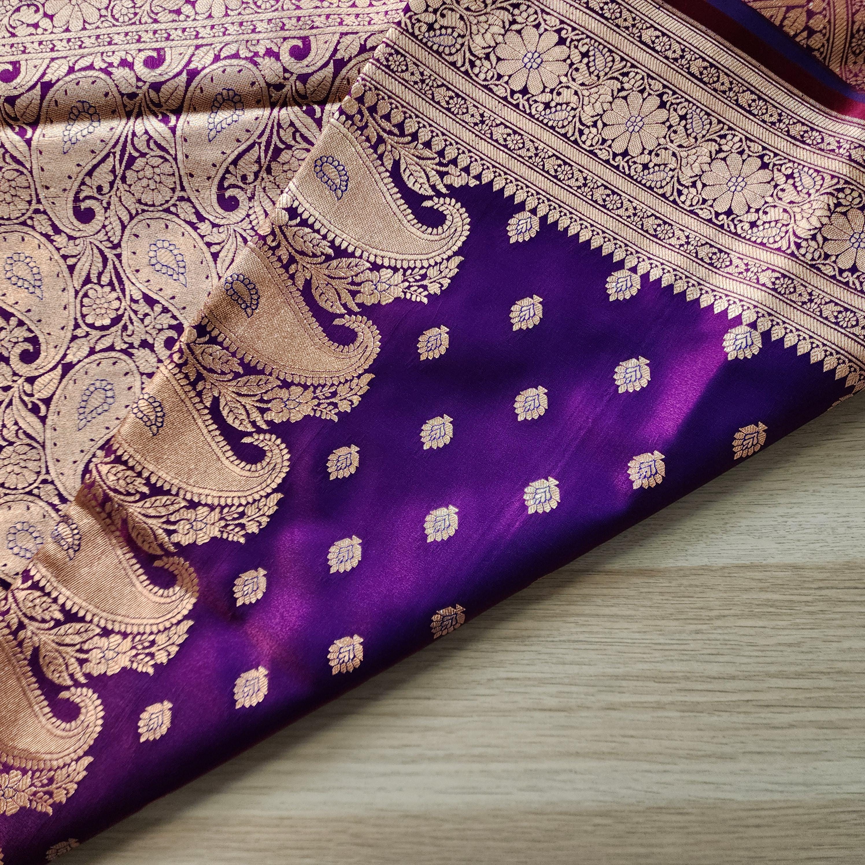 Rich Purple Silk Saree with Banarasi handweaving