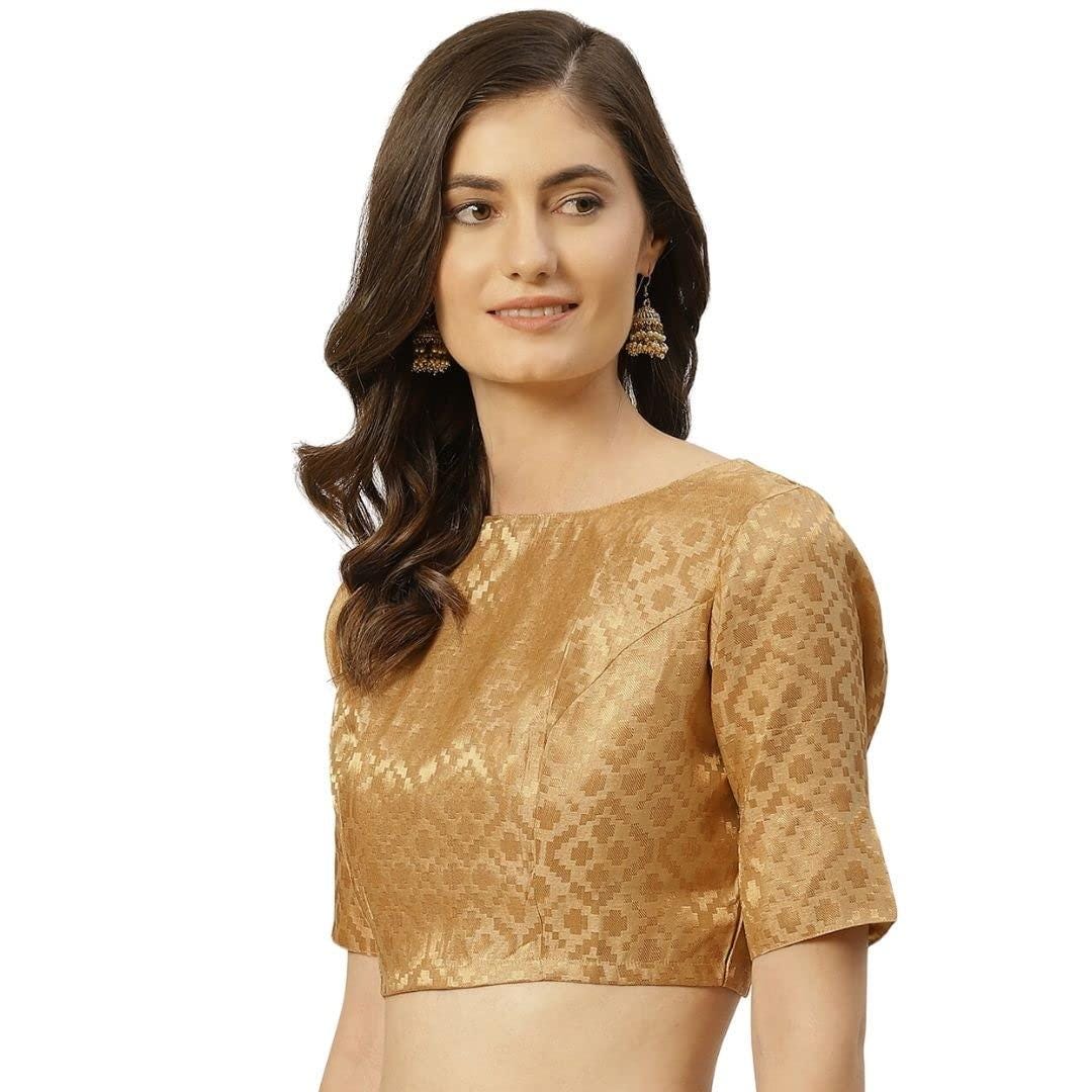 Brocade Elbow Length Sleeves Saree Blouse