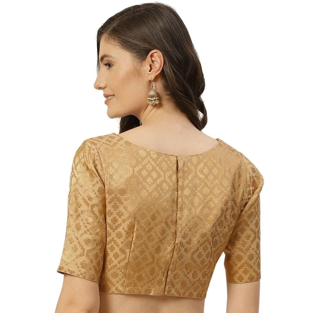 Brocade Elbow Length Sleeves Saree Blouse