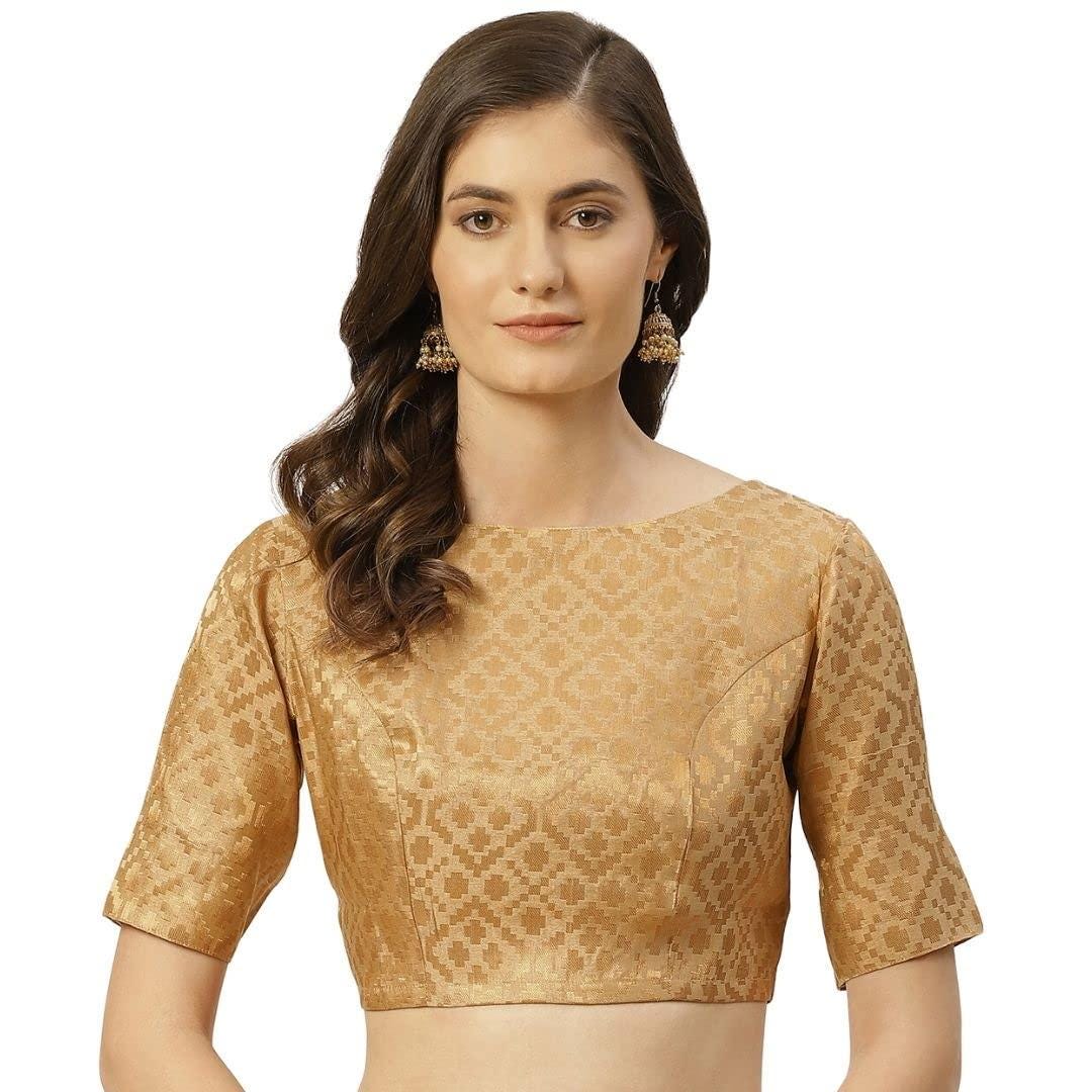 Brocade Elbow Length Sleeves Saree Blouse