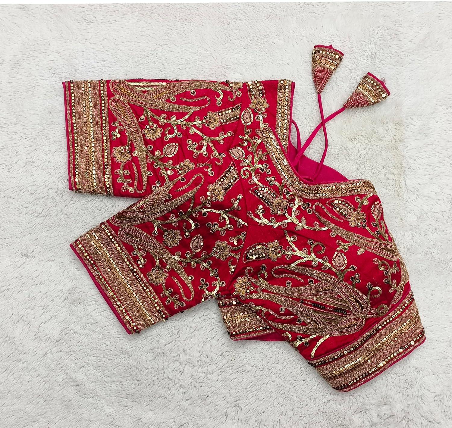 Bridal Blouse with Copper Embroidery | Half Sleeve Blouse