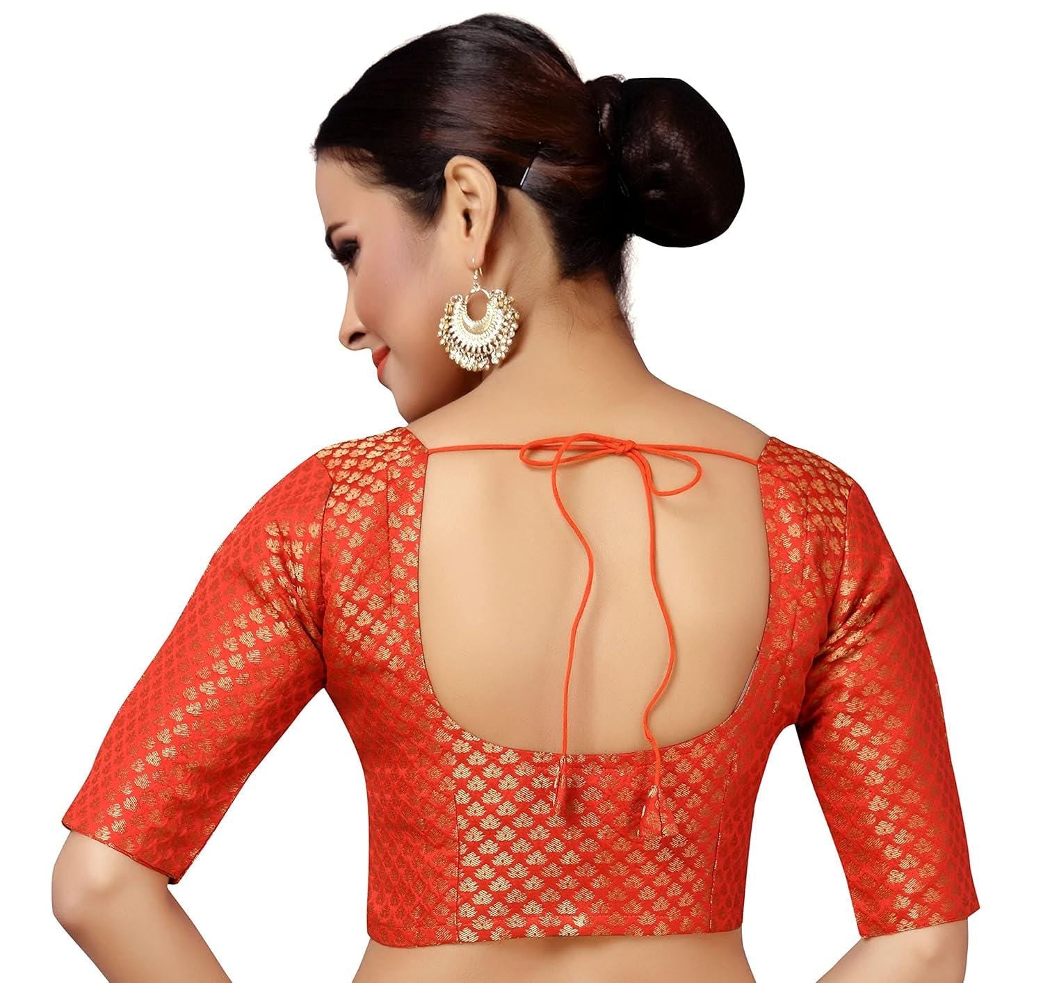 Brocade Saree Blouse with Elbow Length Sleeves