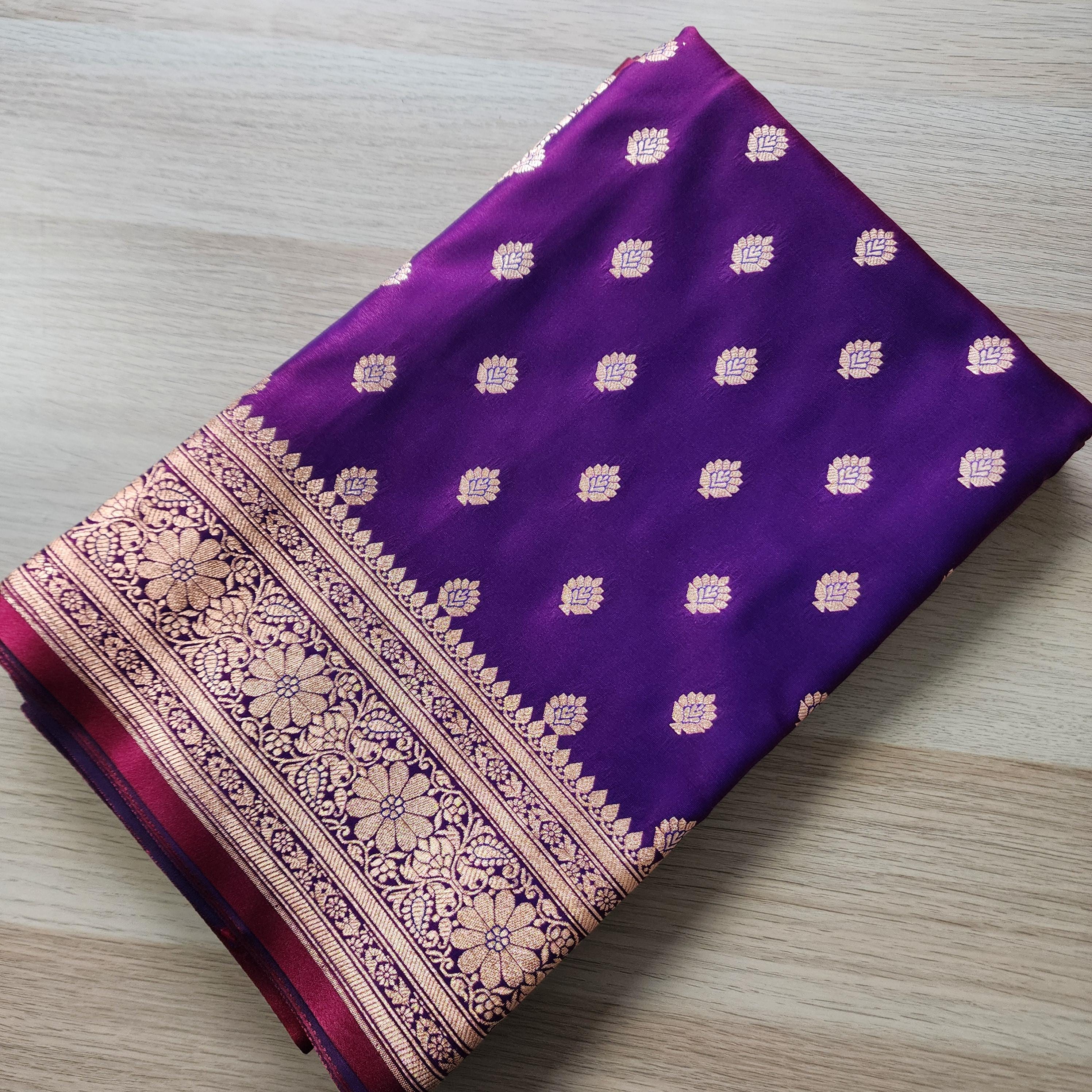 Rich Purple Silk Saree with Banarasi handweaving