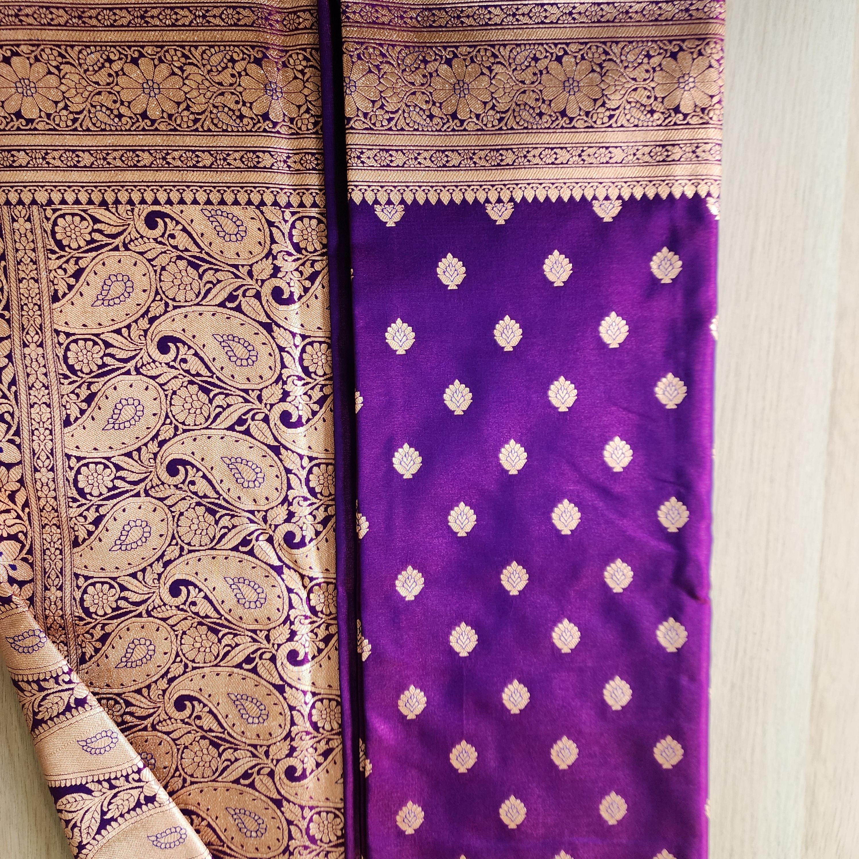 Royal Purple Banarasi Silk Saree with Golden Zari Weave