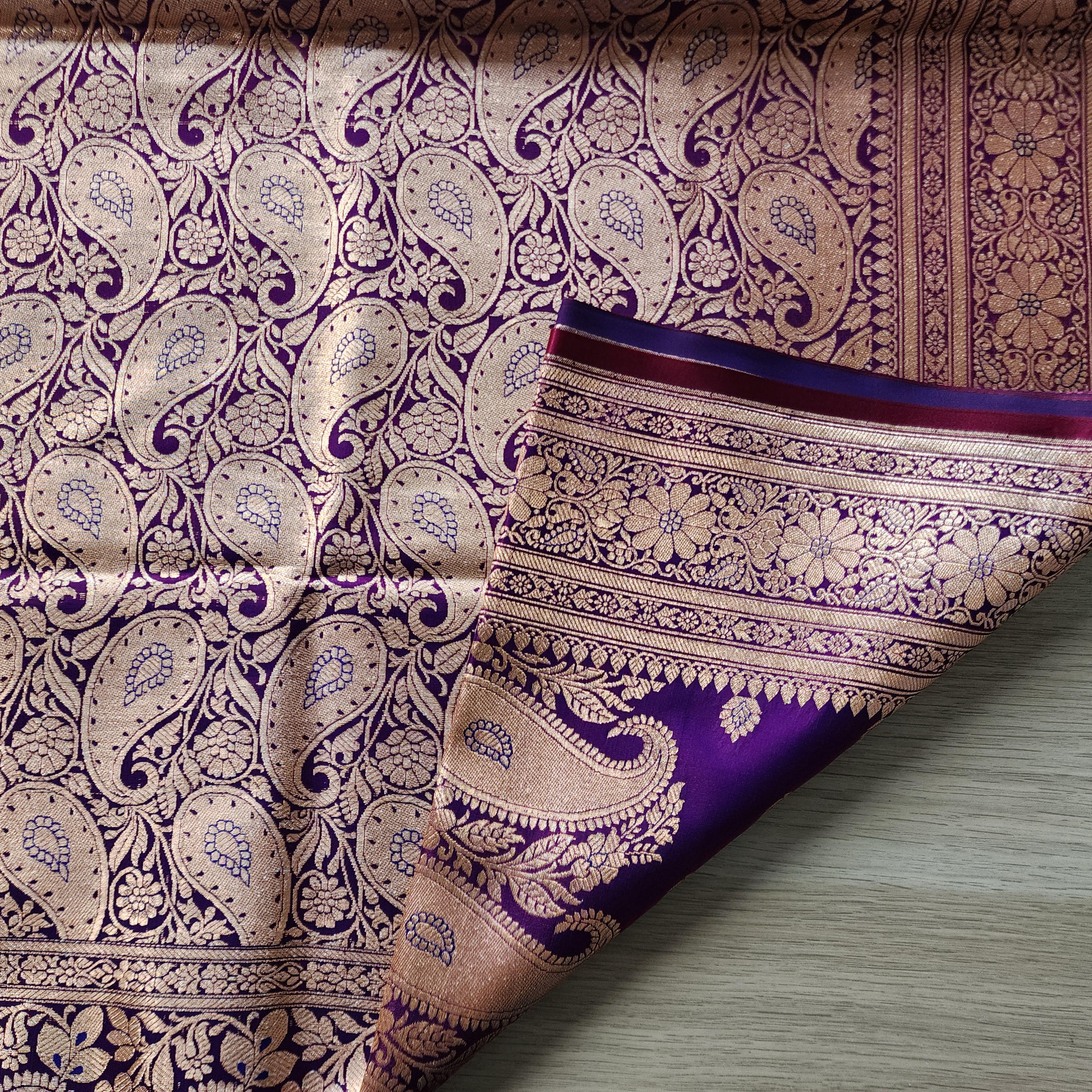 Royal Purple Banarasi Silk Saree with Golden Zari Weave