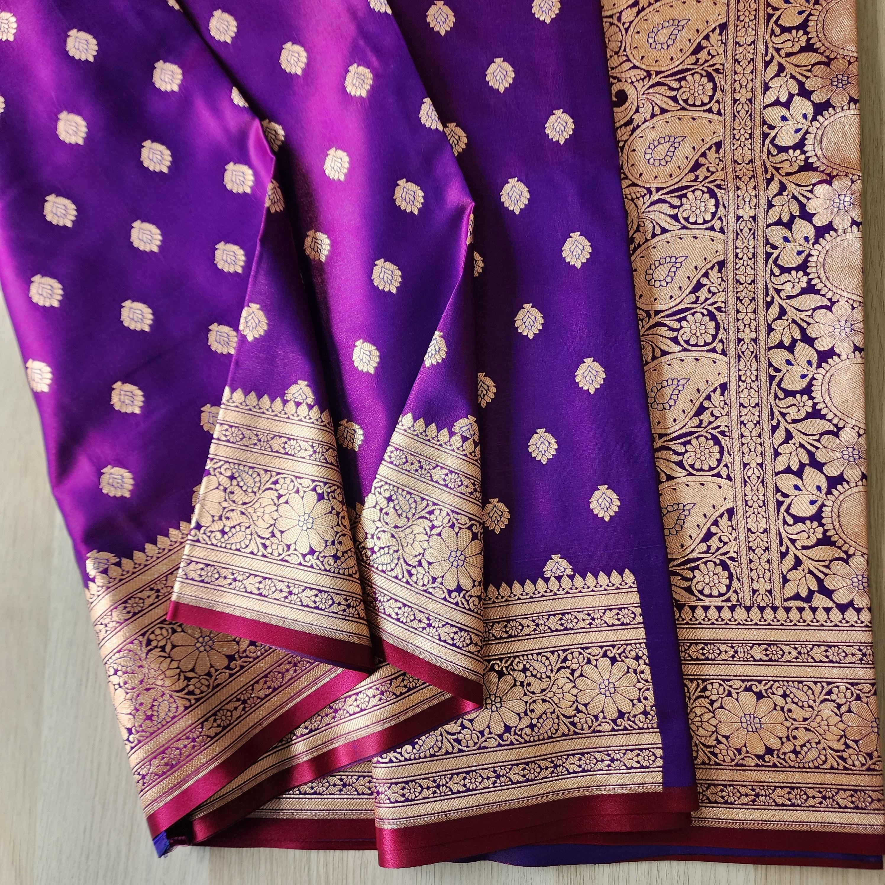 Rich Purple Silk Saree with Banarasi handweaving