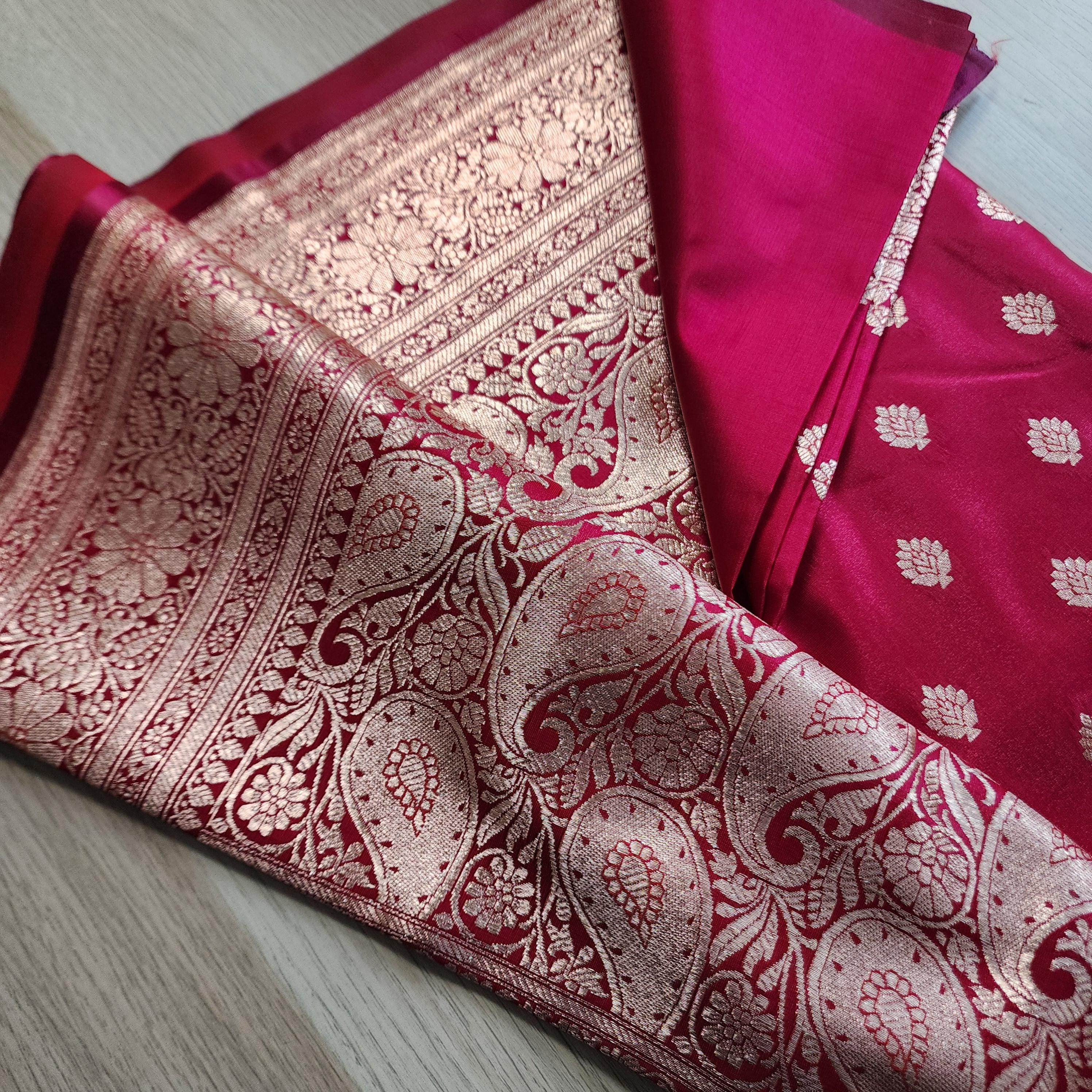 Traditional Magenta Red Silk Saree with Banarasi handweaving
