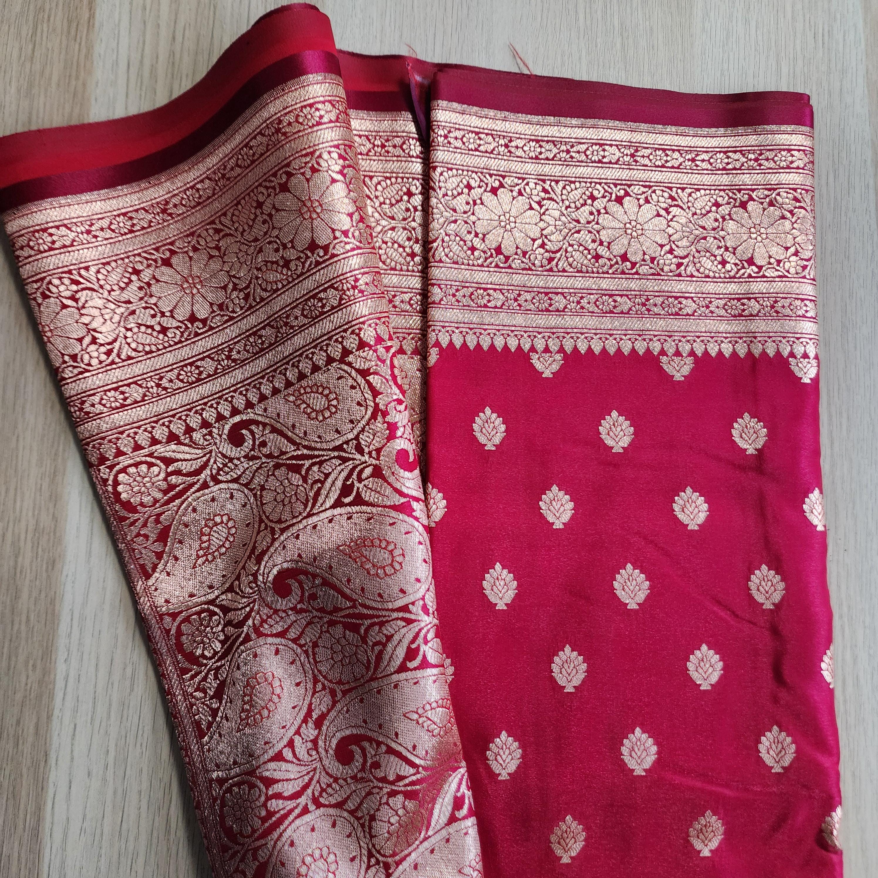 Traditional Magenta Red Silk Saree with Banarasi handweaving