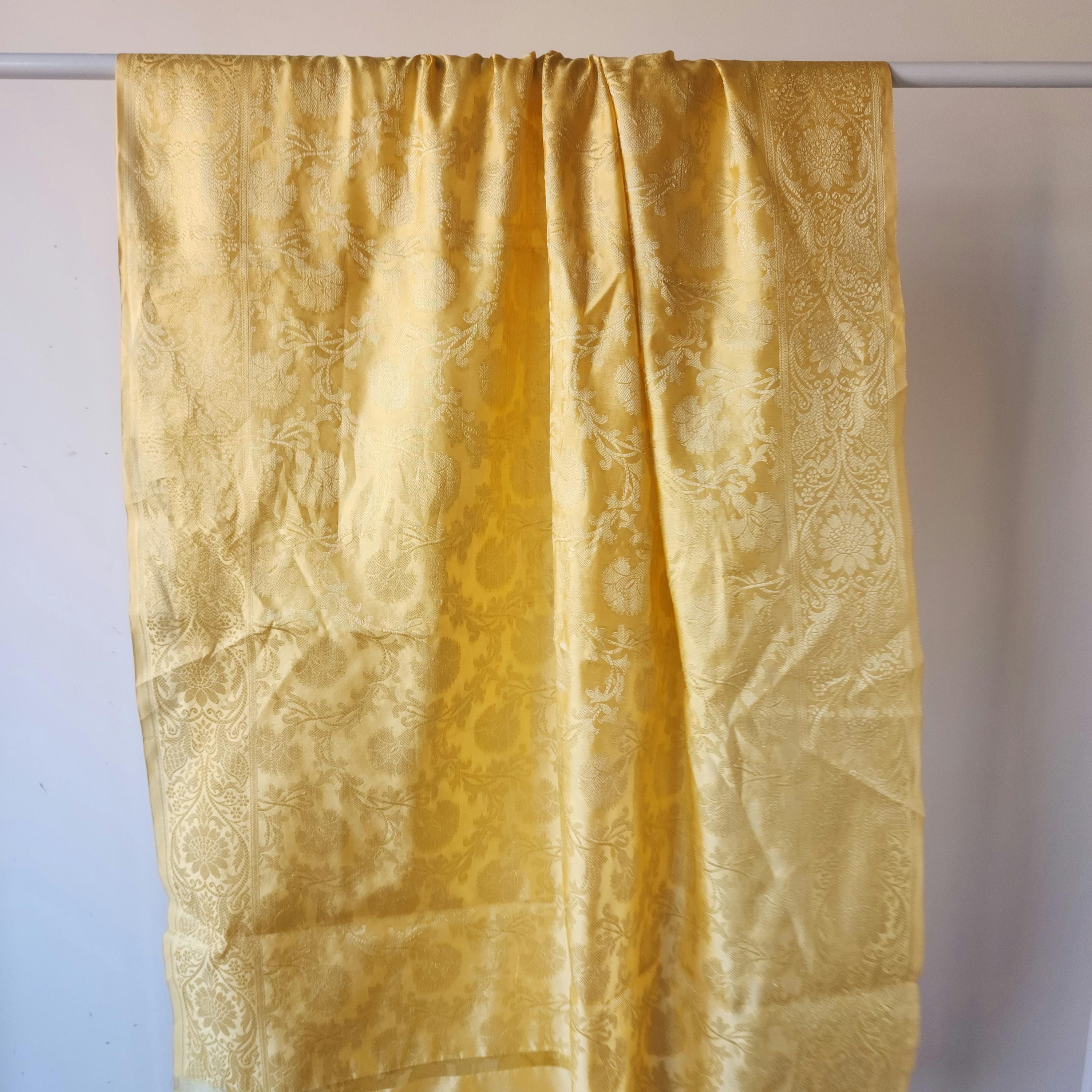 Beige Banarasi Dupatta with Gold Floral Zari Work Elegant & Timeless for Festive and Wedding Wear.