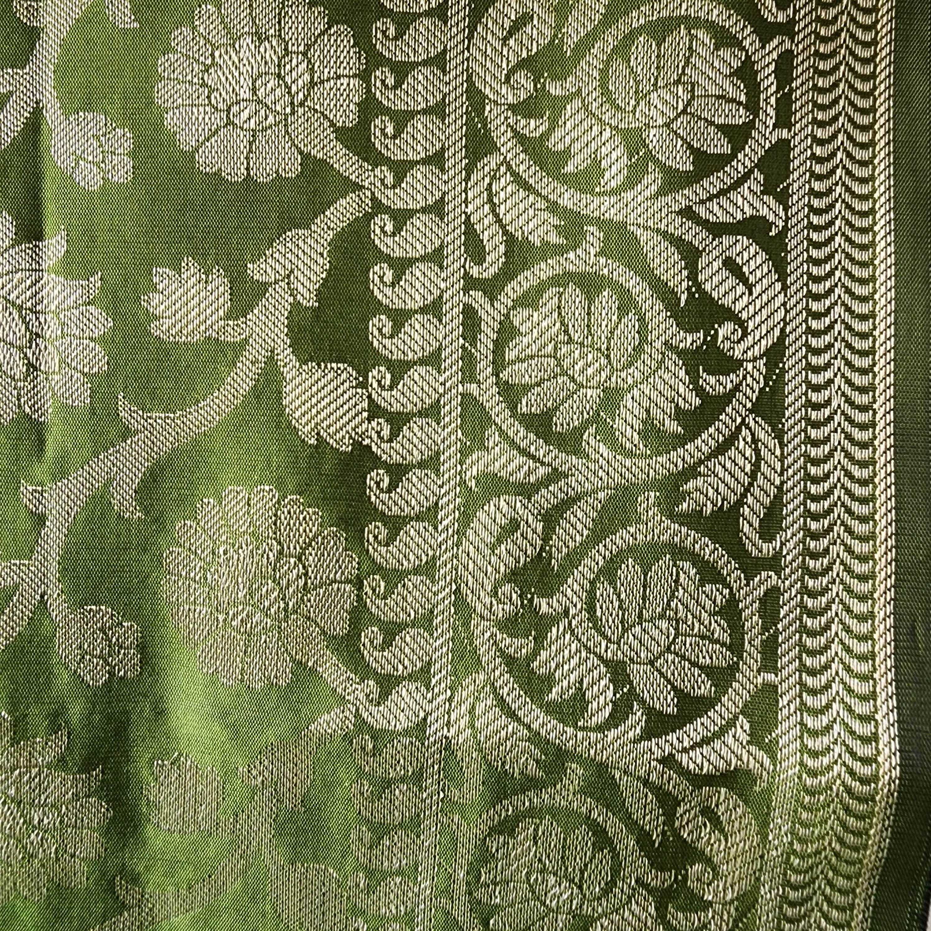 Mehendi Green Banarasi Dupatta with Subtle Gold Zari Fresh, Festive & Stylish for All Celebrations