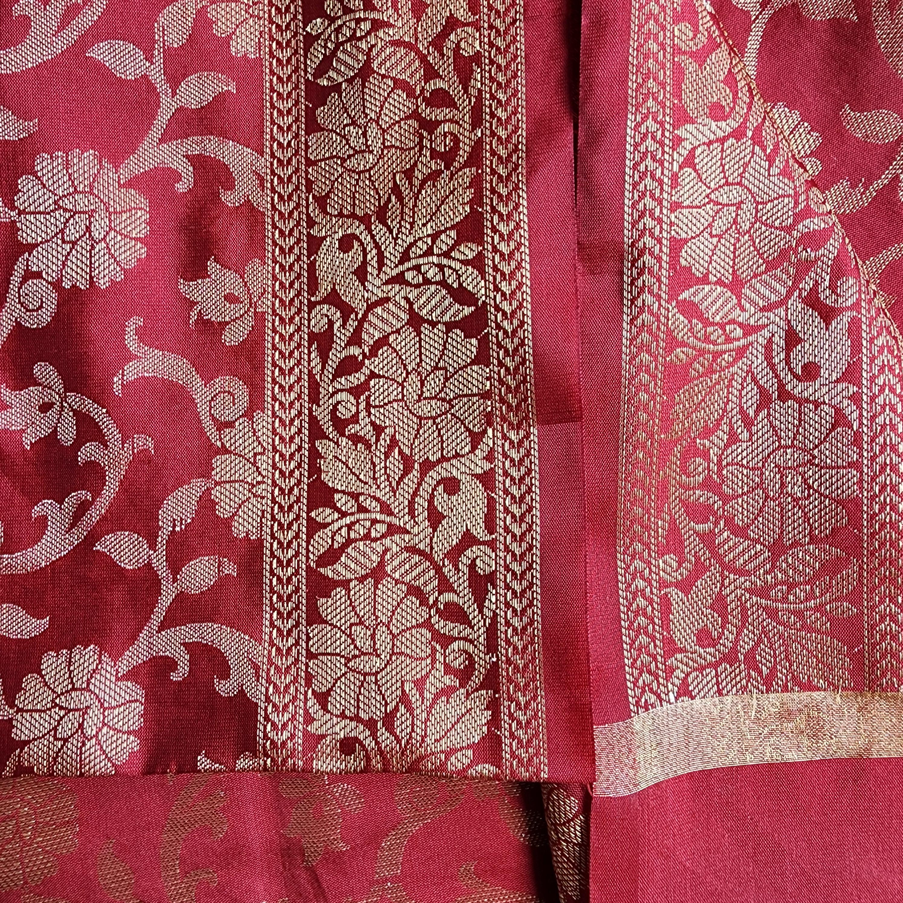 Banarasi Dark Red Dupatta with gold handweaving