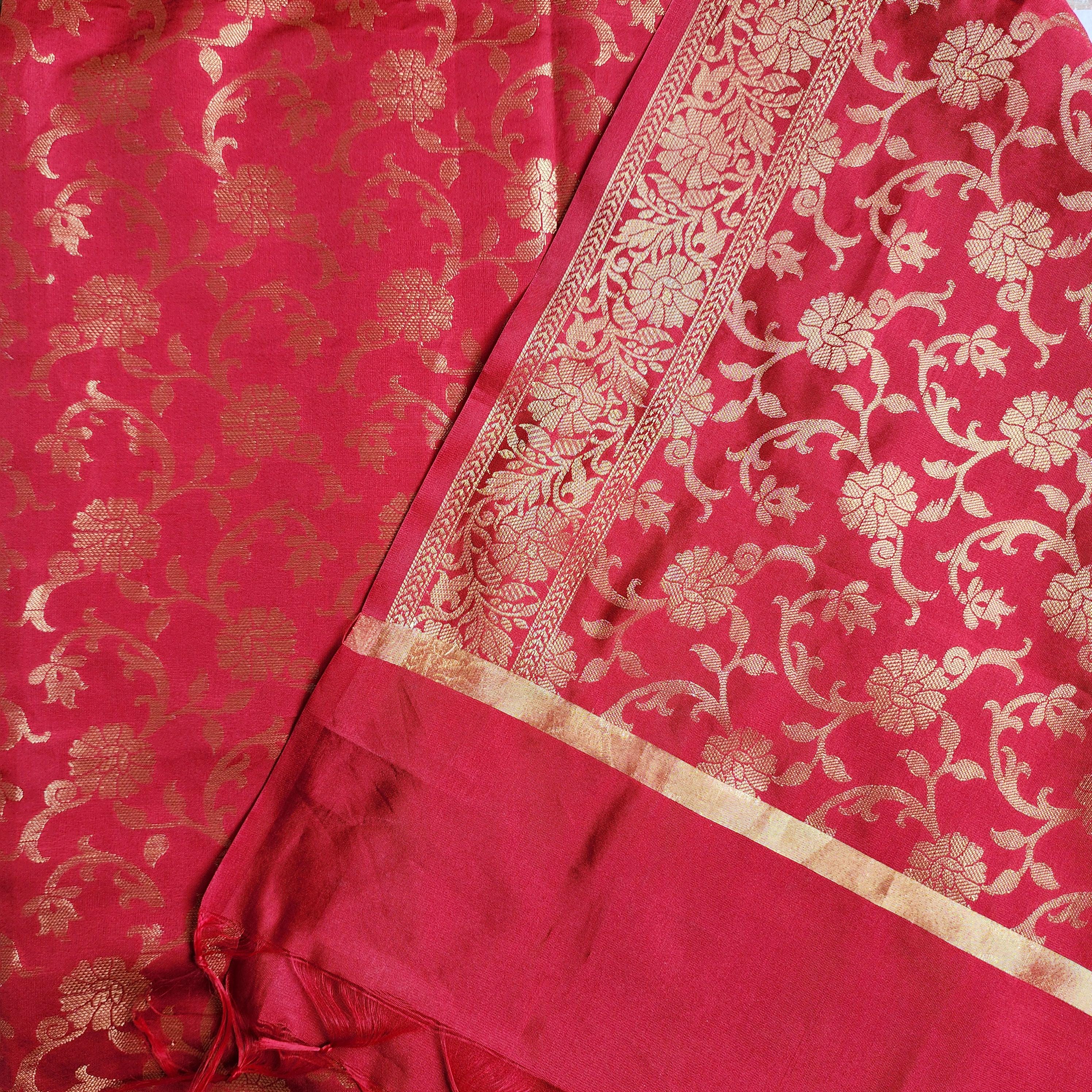 Banarasi Dark Red Dupatta with gold handweaving