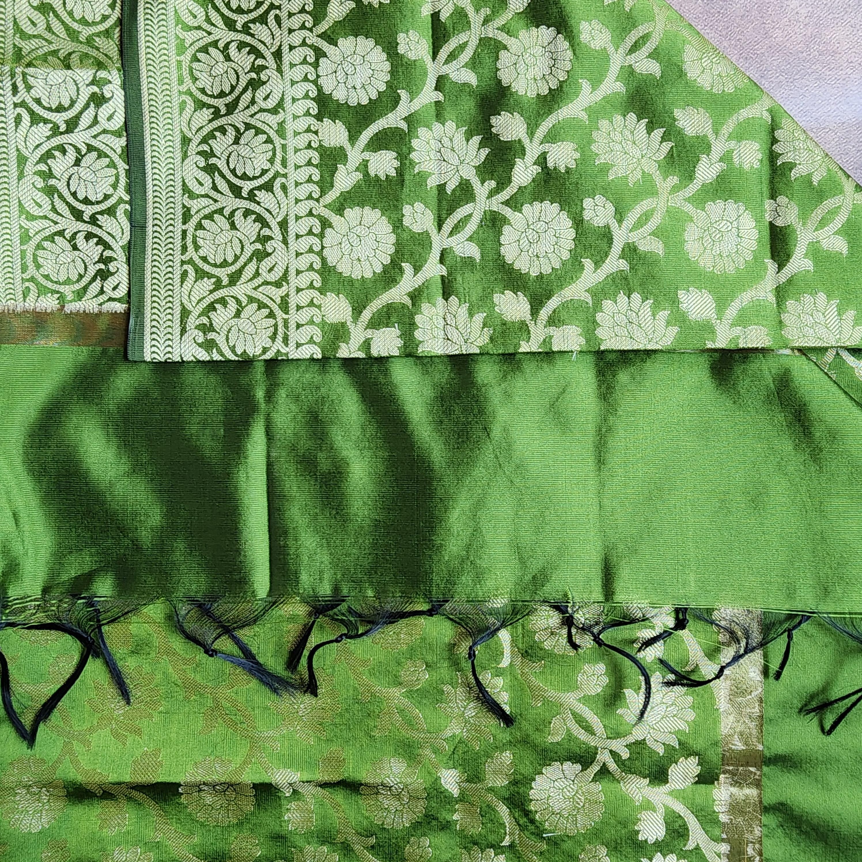 Mehendi Green Banarasi Dupatta with Subtle Gold Zari Fresh, Festive & Stylish for All Celebrations