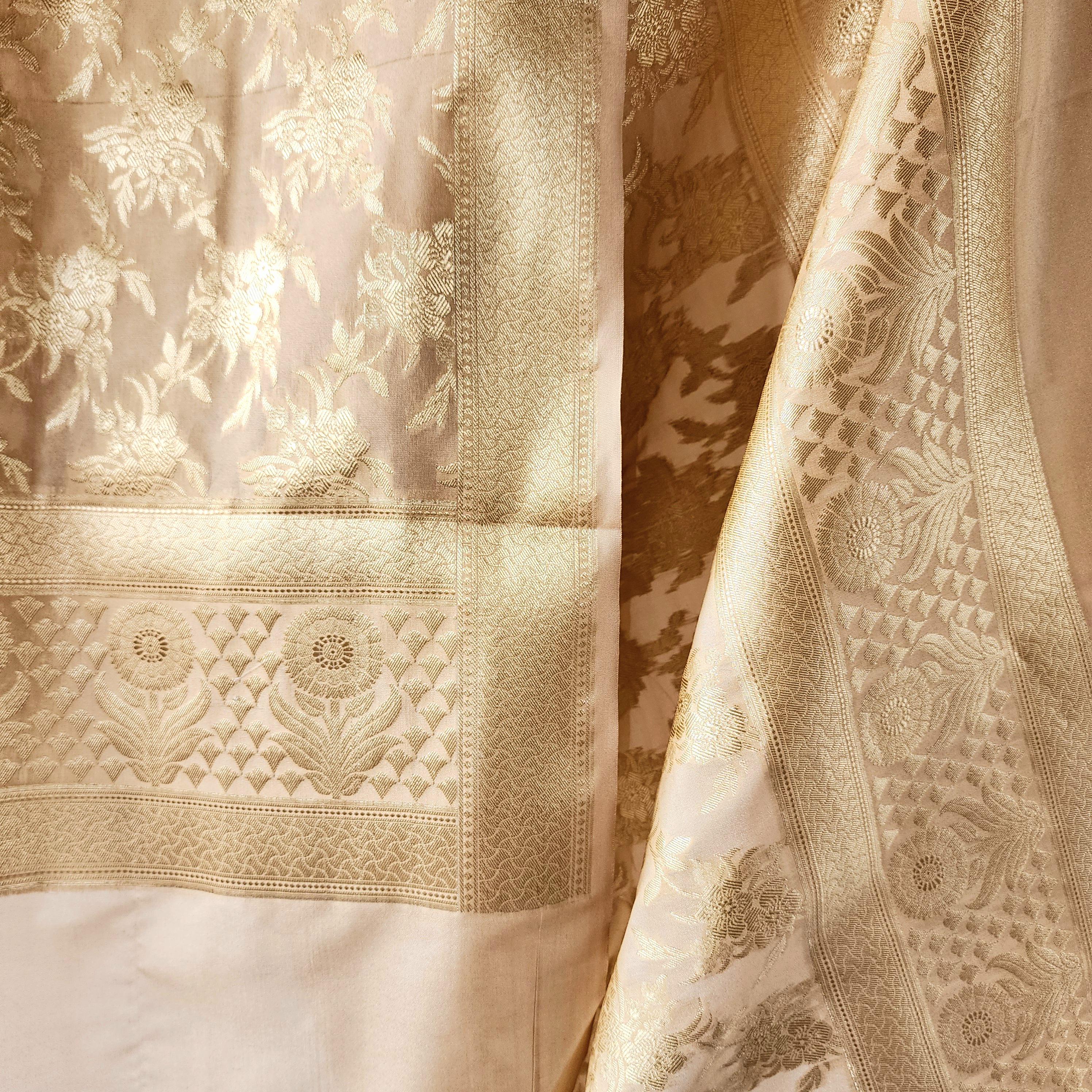 Beige Banarasi Dupatta with Subtle Gold Zari Work Elegant & Lightweight for Minimalist Festive and Wedding Looks Gift for her