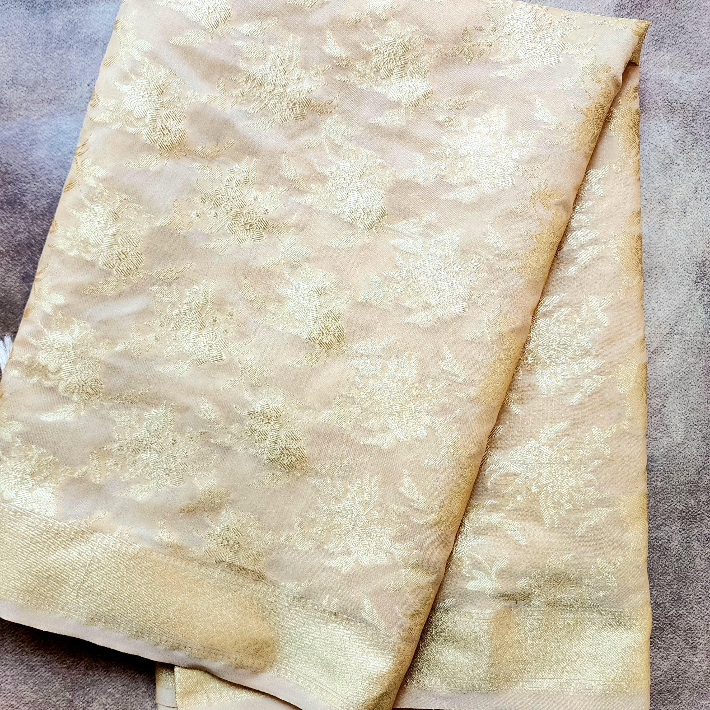 Beige Banarasi Dupatta with Subtle Gold Zari Work Elegant & Lightweight for Minimalist Festive and Wedding Looks Gift for her