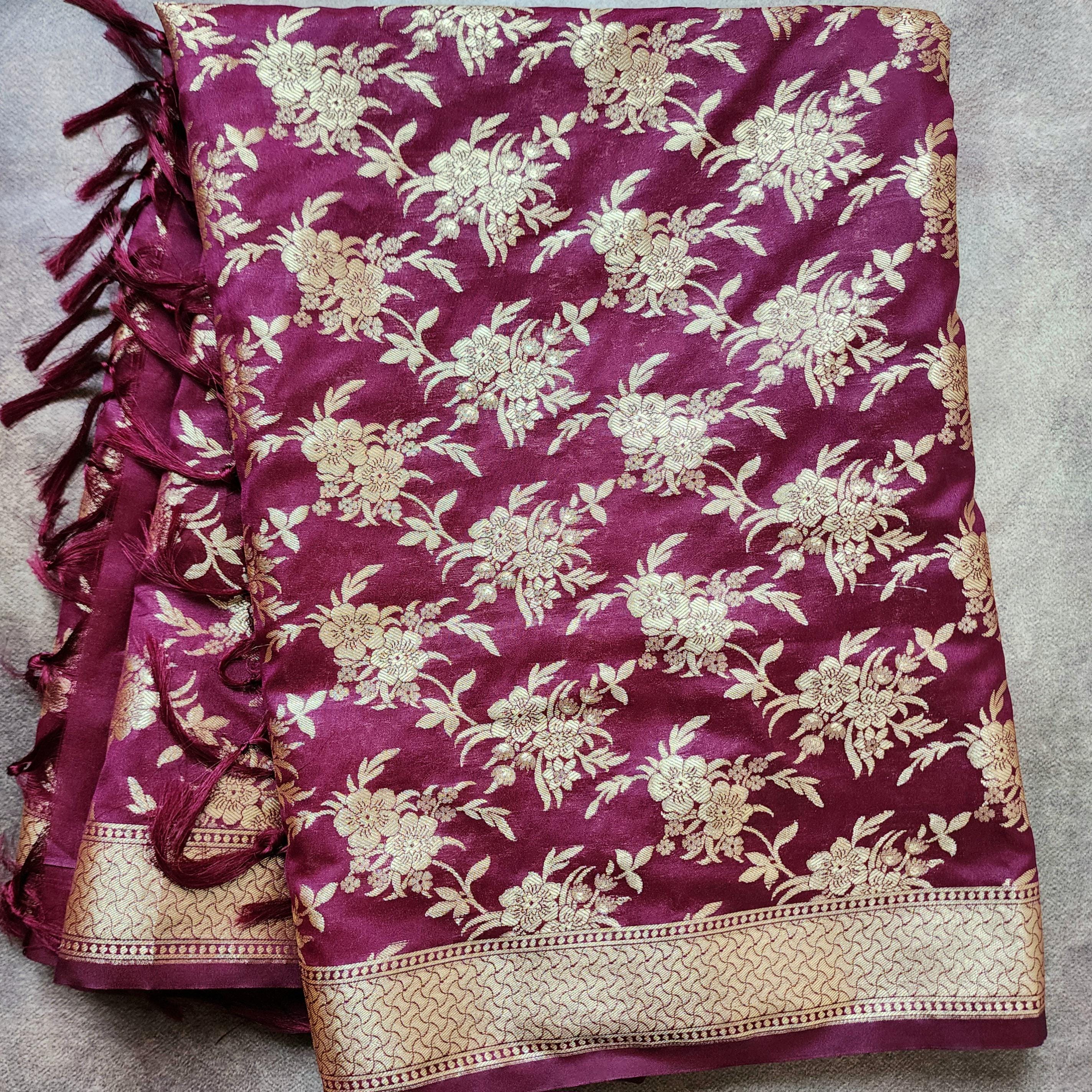 Magenta Banarasi Dupatta with Subtle Gold Zari Work Elegant & Lightweight for Minimalist Festive and Wedding Looks Gift for her