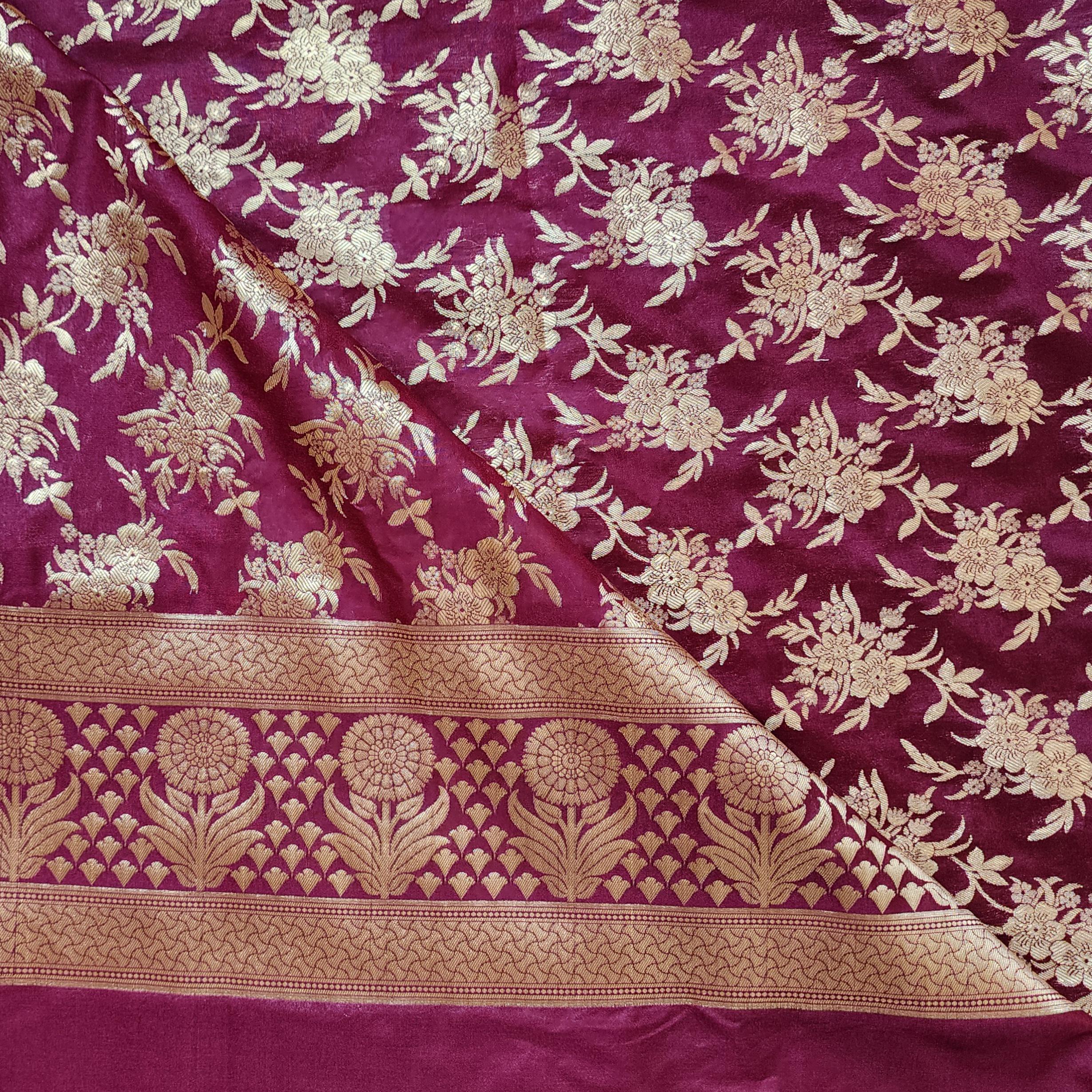 Magenta Banarasi Dupatta with Subtle Gold Zari Work Elegant & Lightweight for Minimalist Festive and Wedding Looks Gift for her