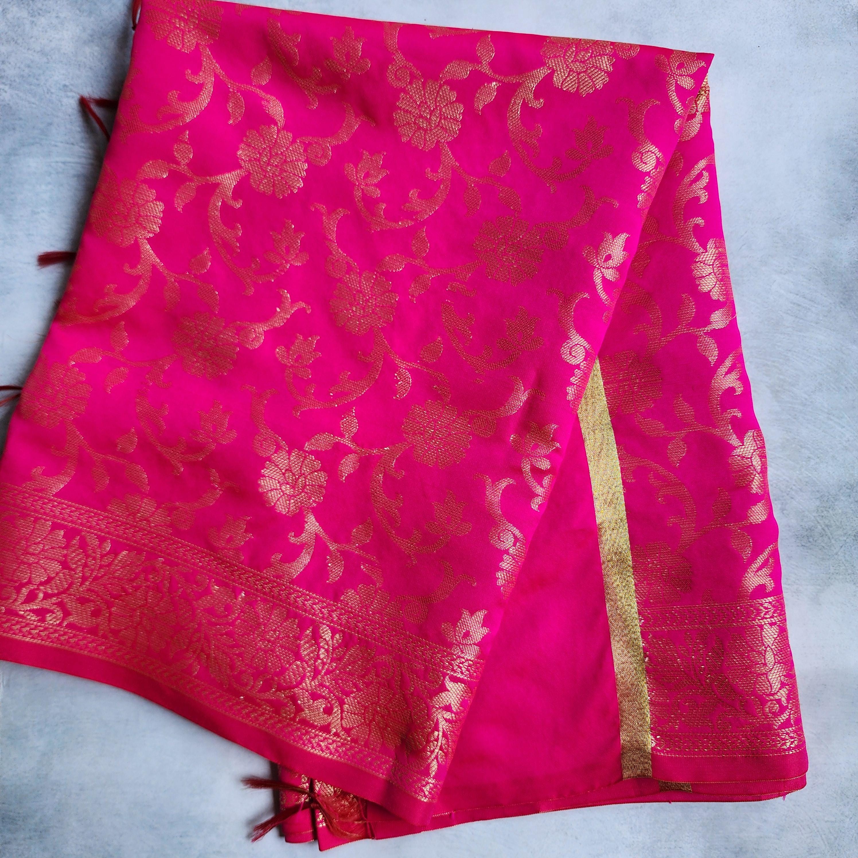 Banarasi Rani Pink Dupatta with gold handweaving, Indian traditional and Festive designer dupatta, luxurious, soft to touch dupatta