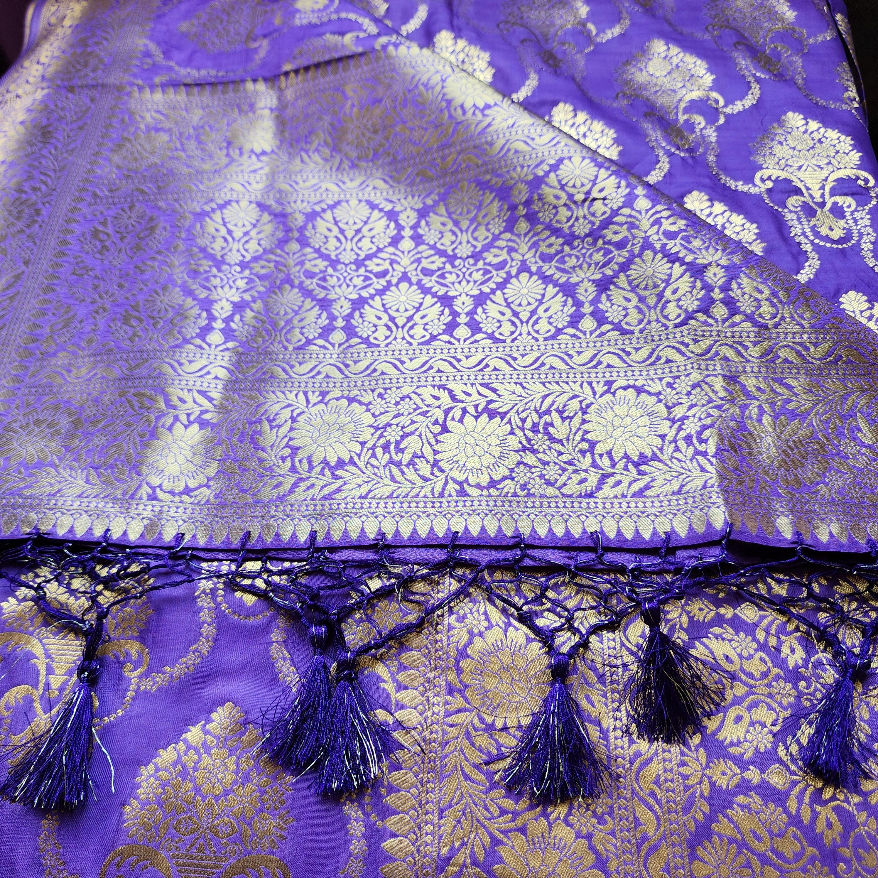 Banarasi Katan Silk Kadhuwa Jaal Dupatta in Purple