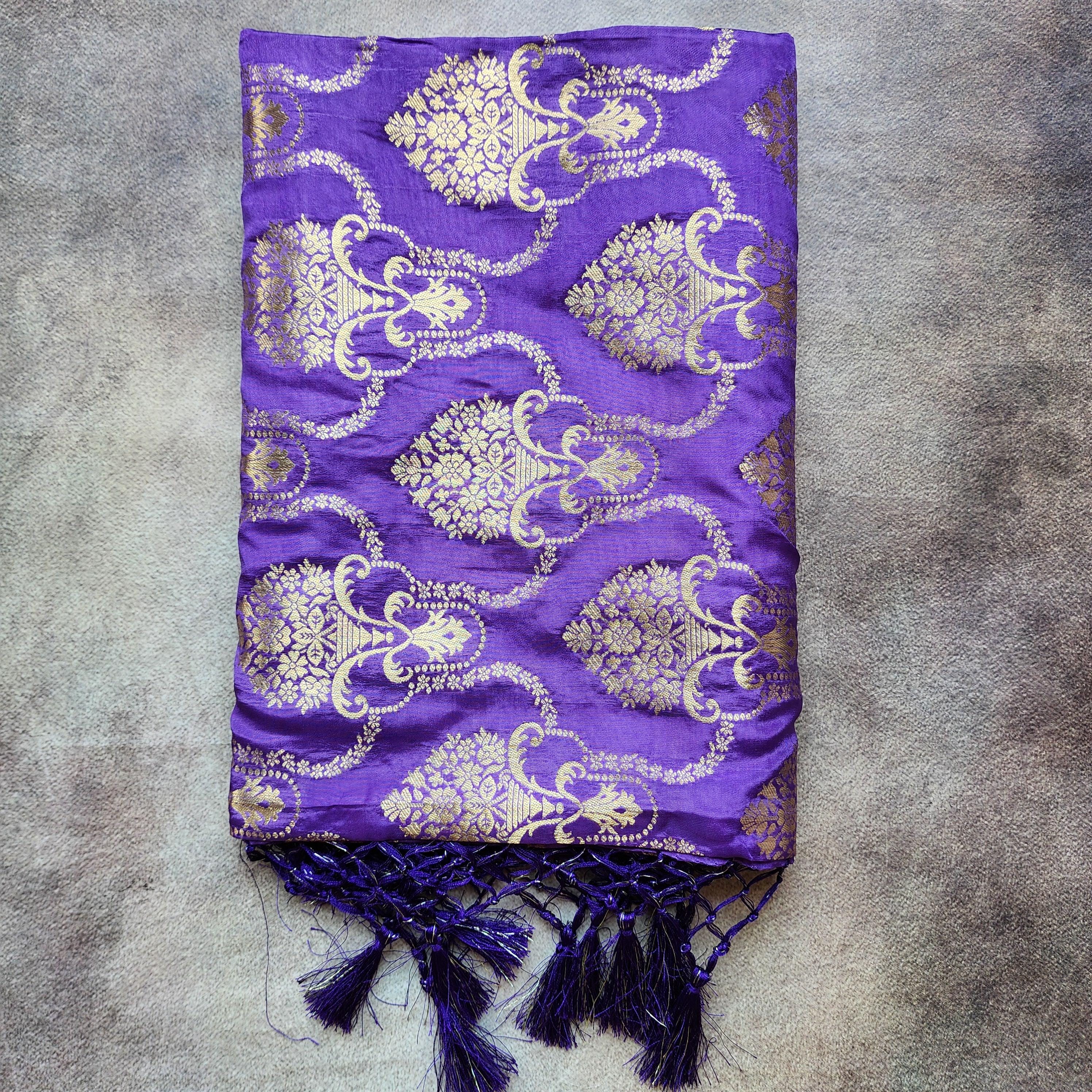 Banarasi Katan Silk Kadhuwa Jaal Dupatta in Purple