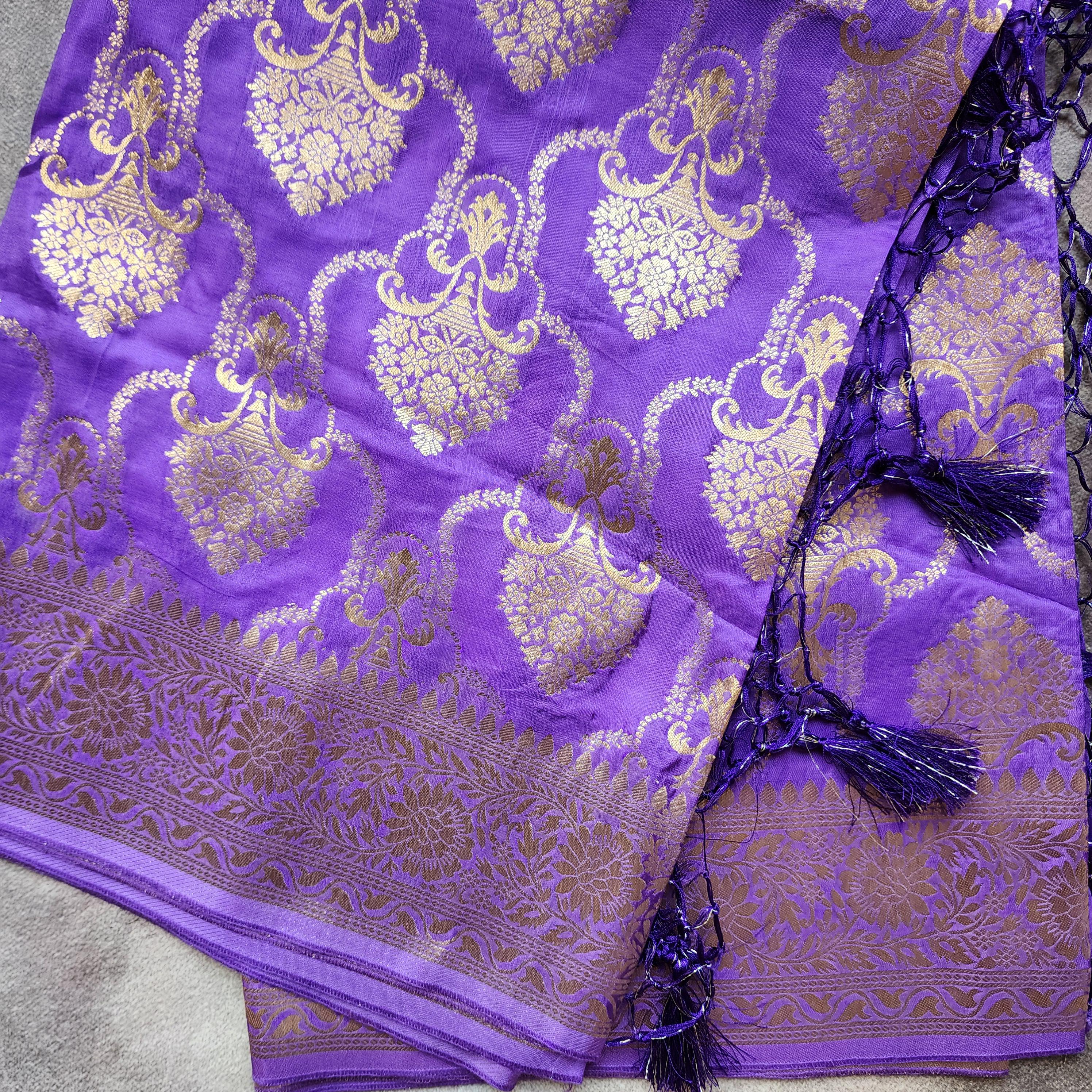 Banarasi Katan Silk Kadhuwa Jaal Dupatta in Purple