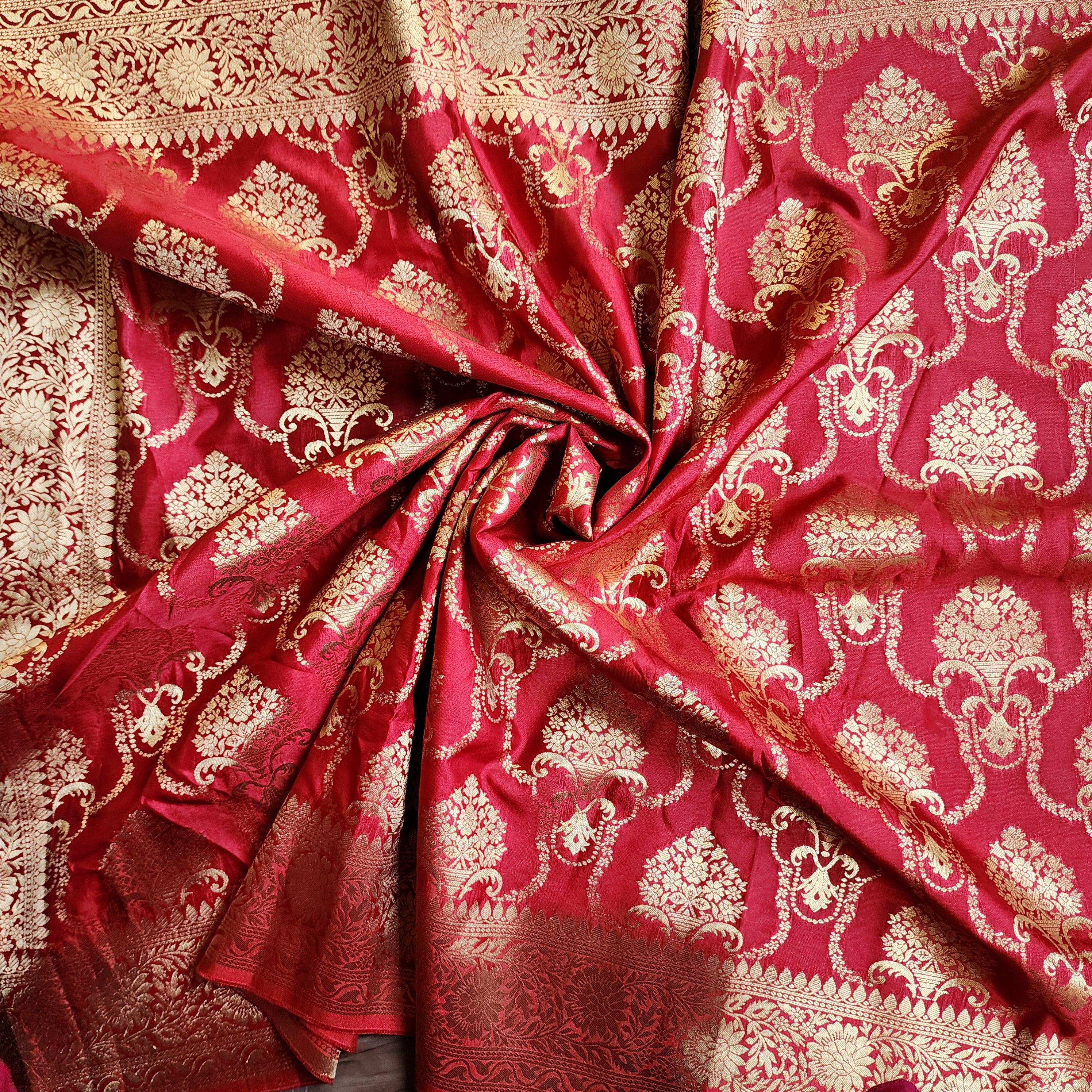 Banarasi Katan Silk Kadhuwa Jaal Dupatta in Maroon