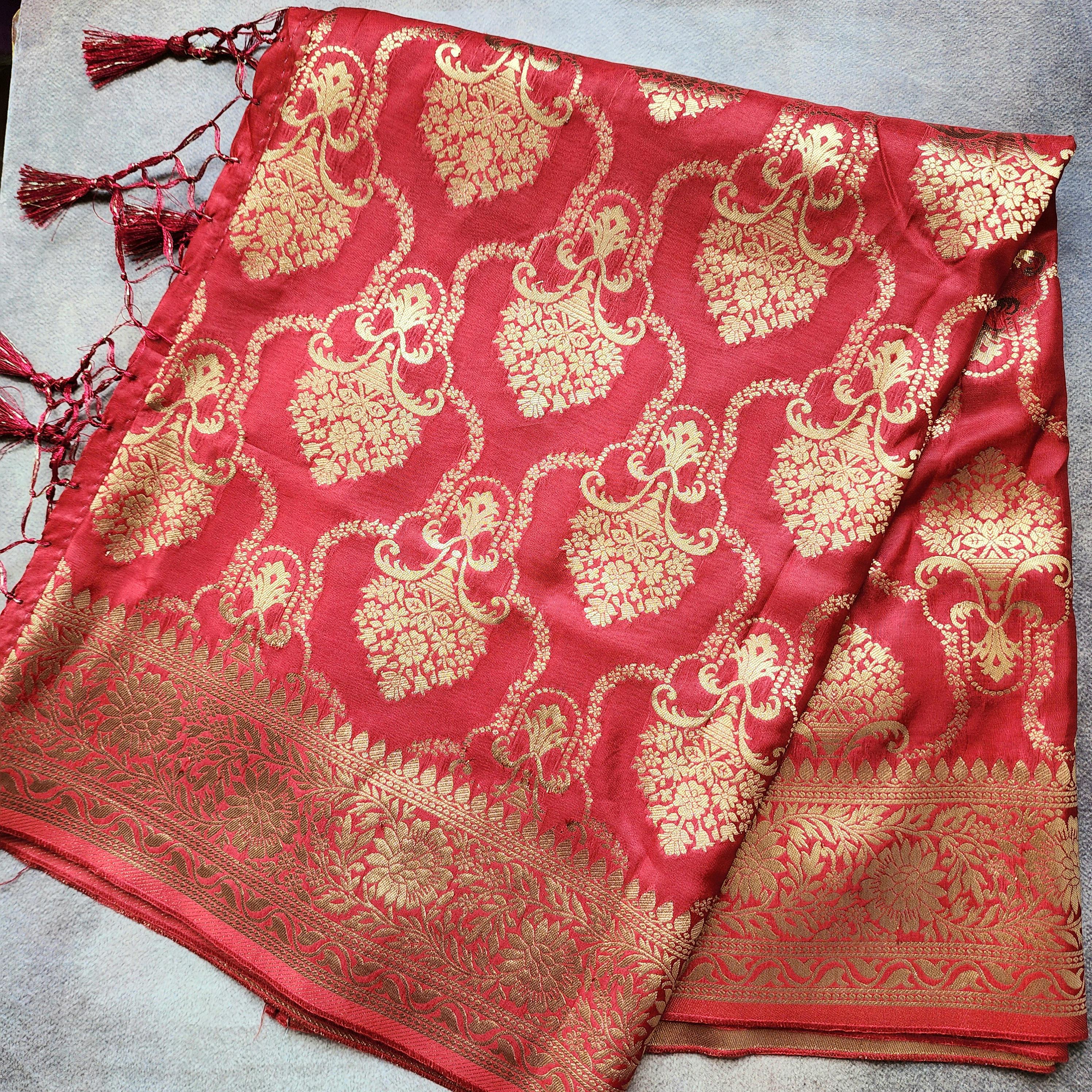 Banarasi Katan Silk Kadhuwa Jaal Dupatta in Maroon