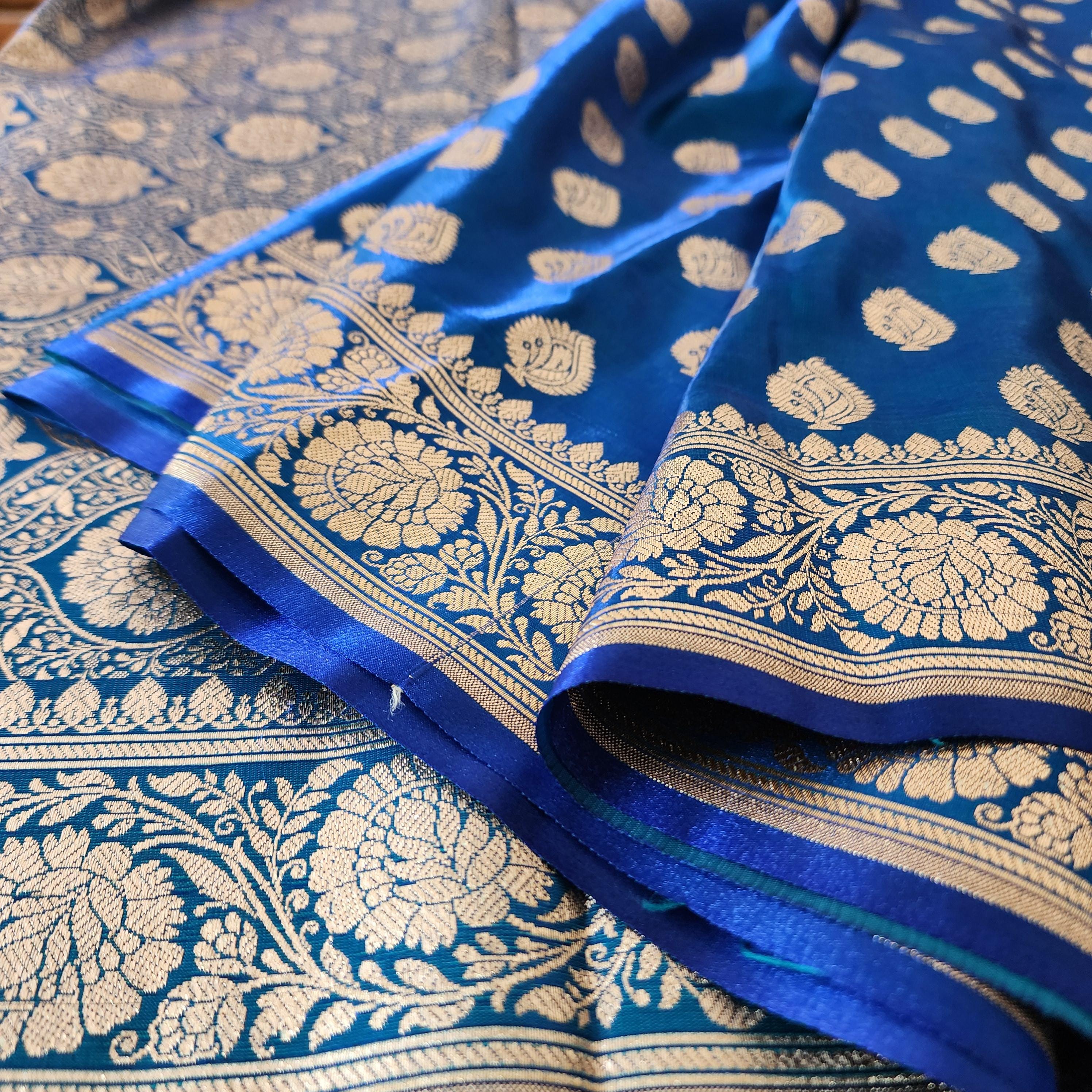 Rich Azure Pure Banarasi Katan Silk Saree with Rich Zari Weaving