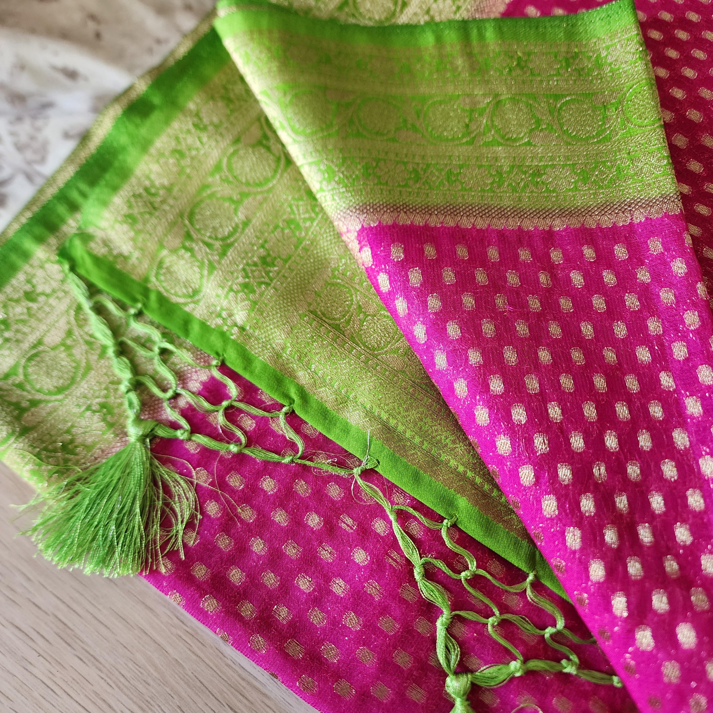 Alluring Pink-Green Khaddi Georgette Banarasi Saree Light, Elegant, and Flowy
