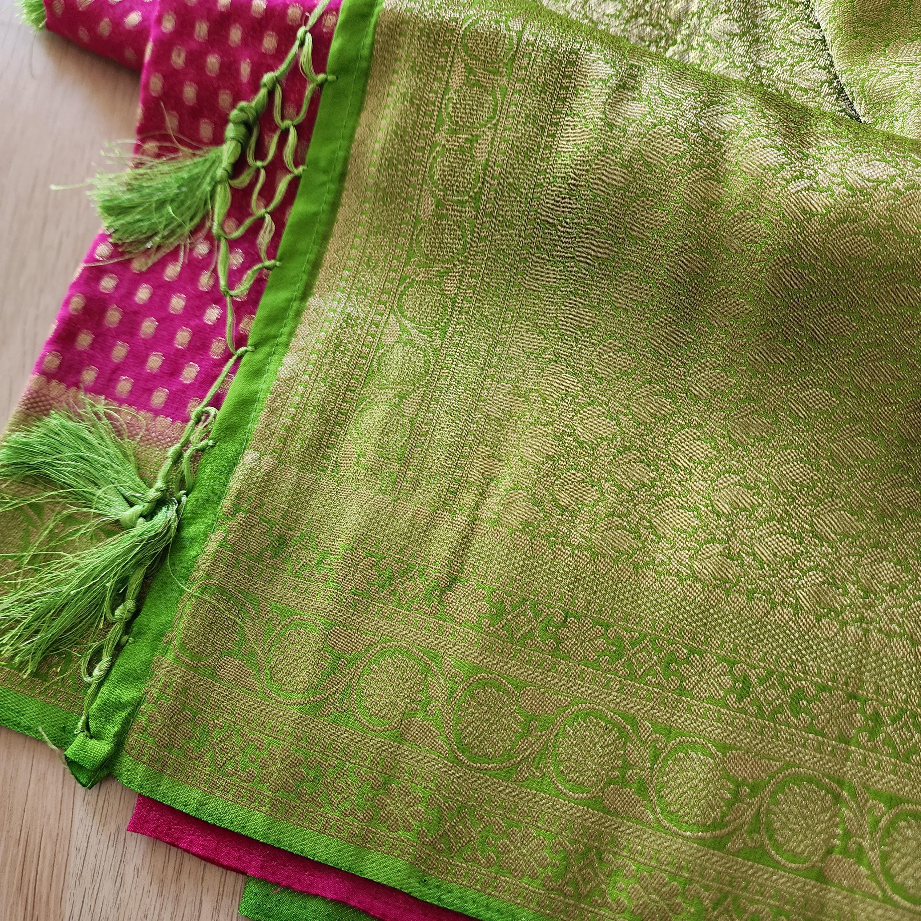 Alluring Pink-Green Khaddi Georgette Banarasi Saree Light, Elegant, and Flowy