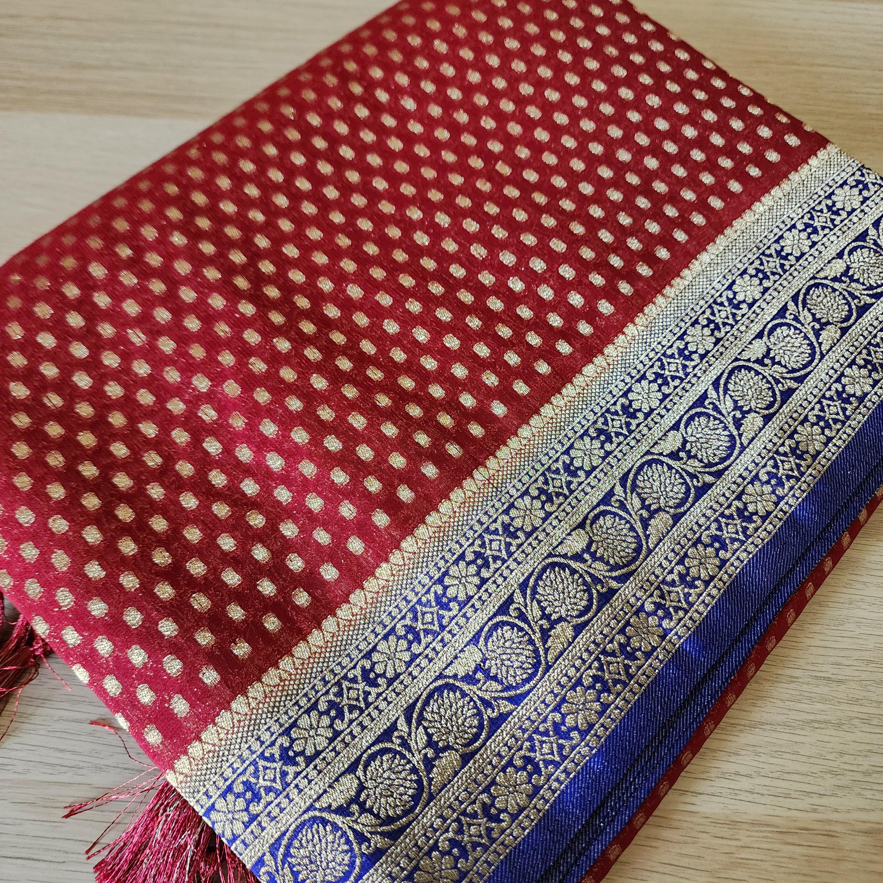 Elegant Maroon-Purple Dual Tone Khaddi Georgette Banarasi Saree