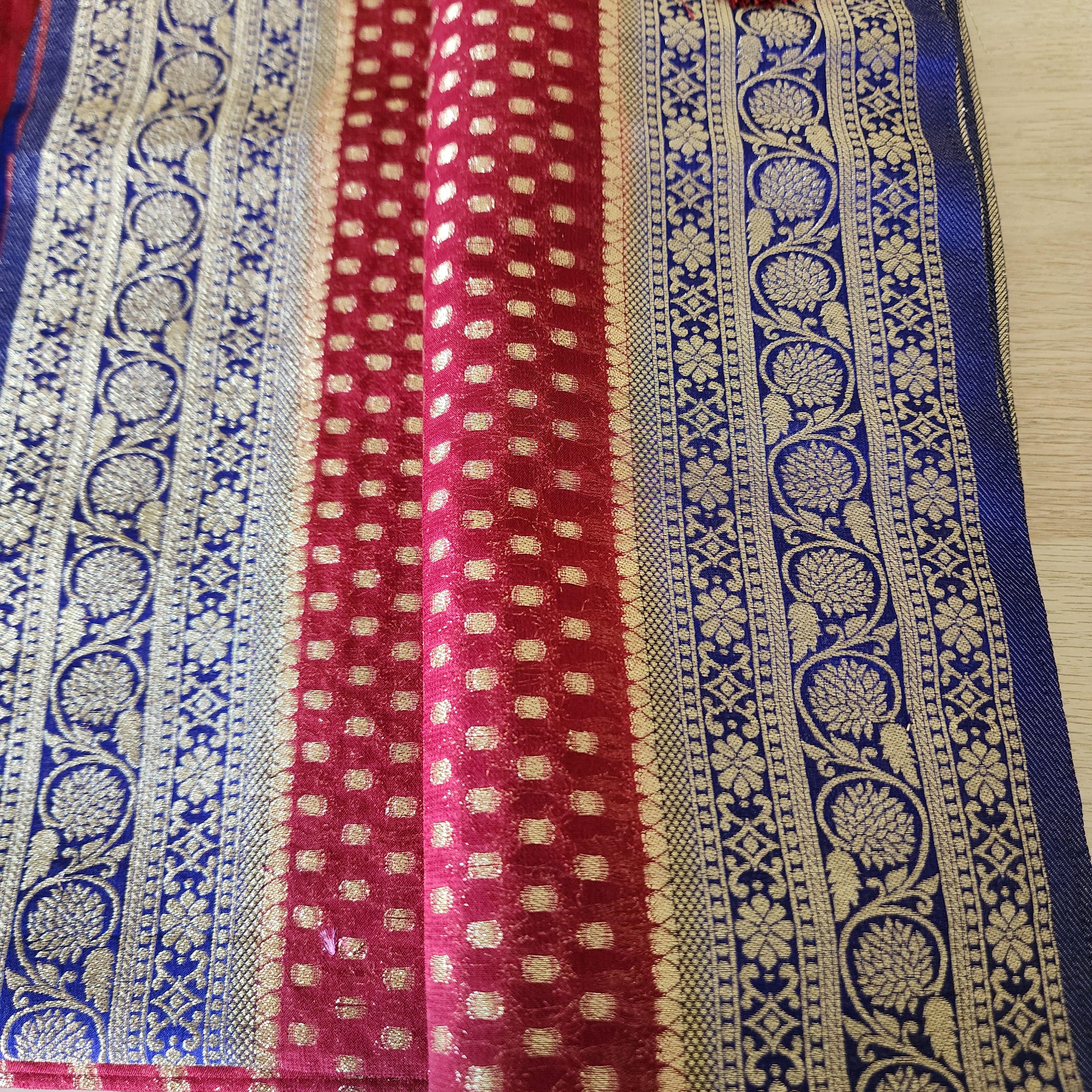 Elegant Maroon-Purple Khaddi Georgette Banarasi Saree Light, Elegant, and Flowy