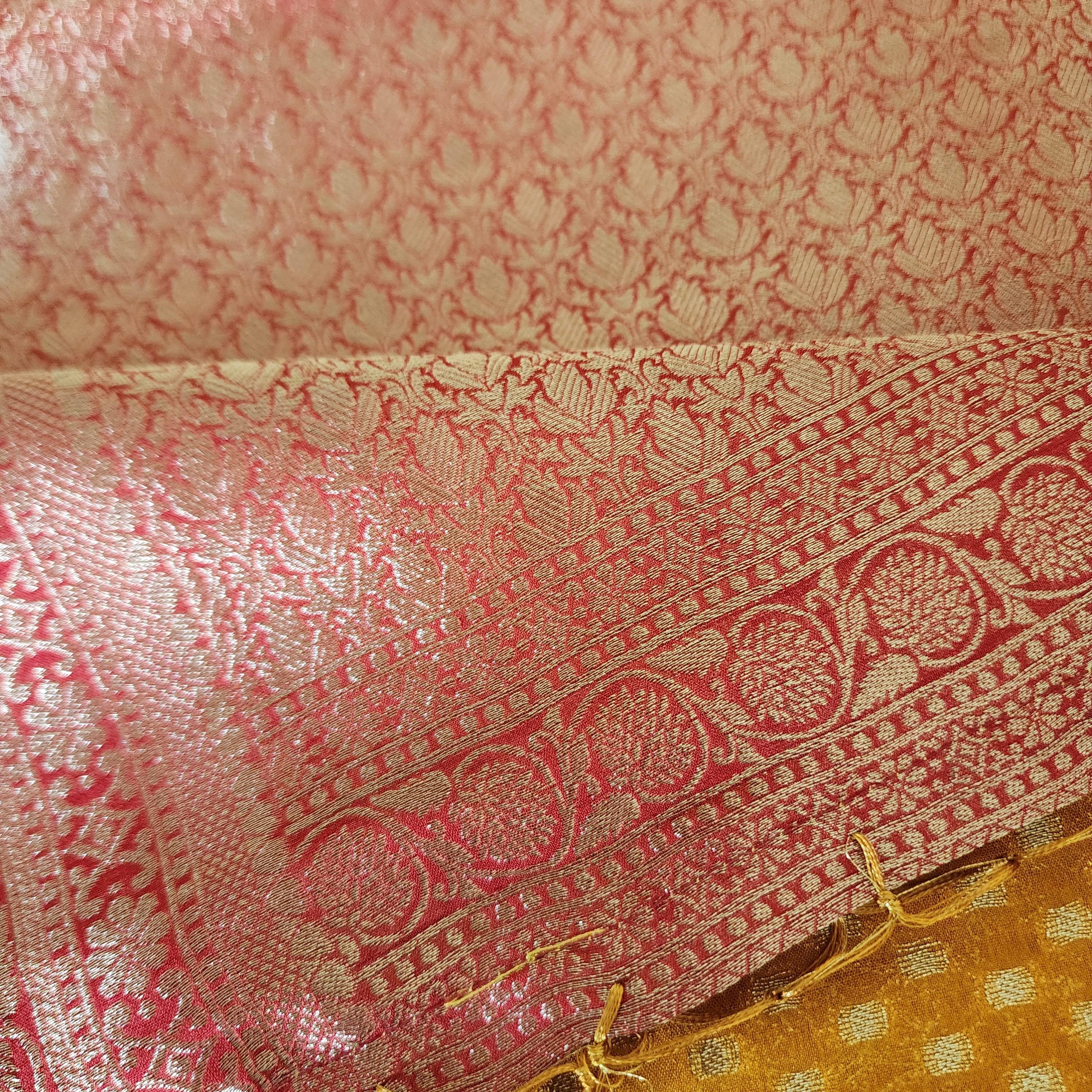 Festive Yellow-Purple Khaddi Georgette Banarasi Saree Soft, Elegant And Regal