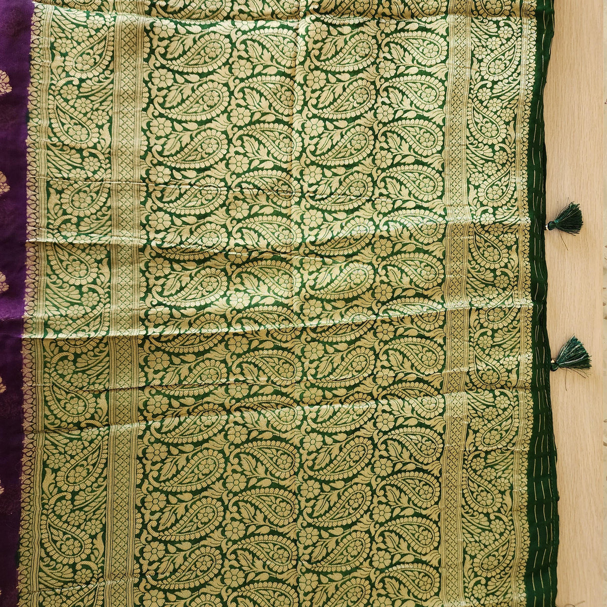 Purple-Green Dual Tone Khaddi Georgette Banarasi Saree