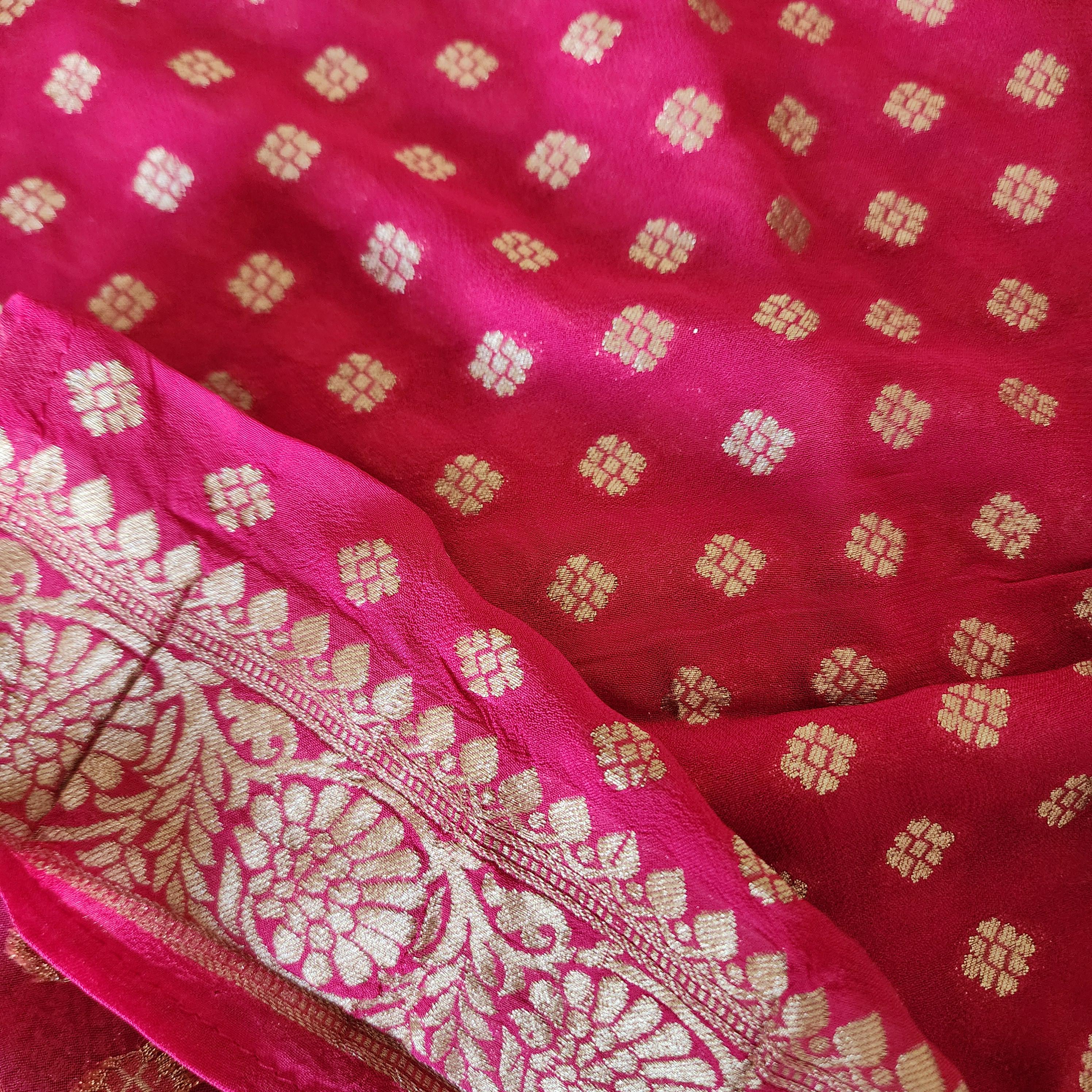 Sophisticated Navy Blue & Pink Khaddi Georgette Banarasi Saree Light, Elegant, and Flowy