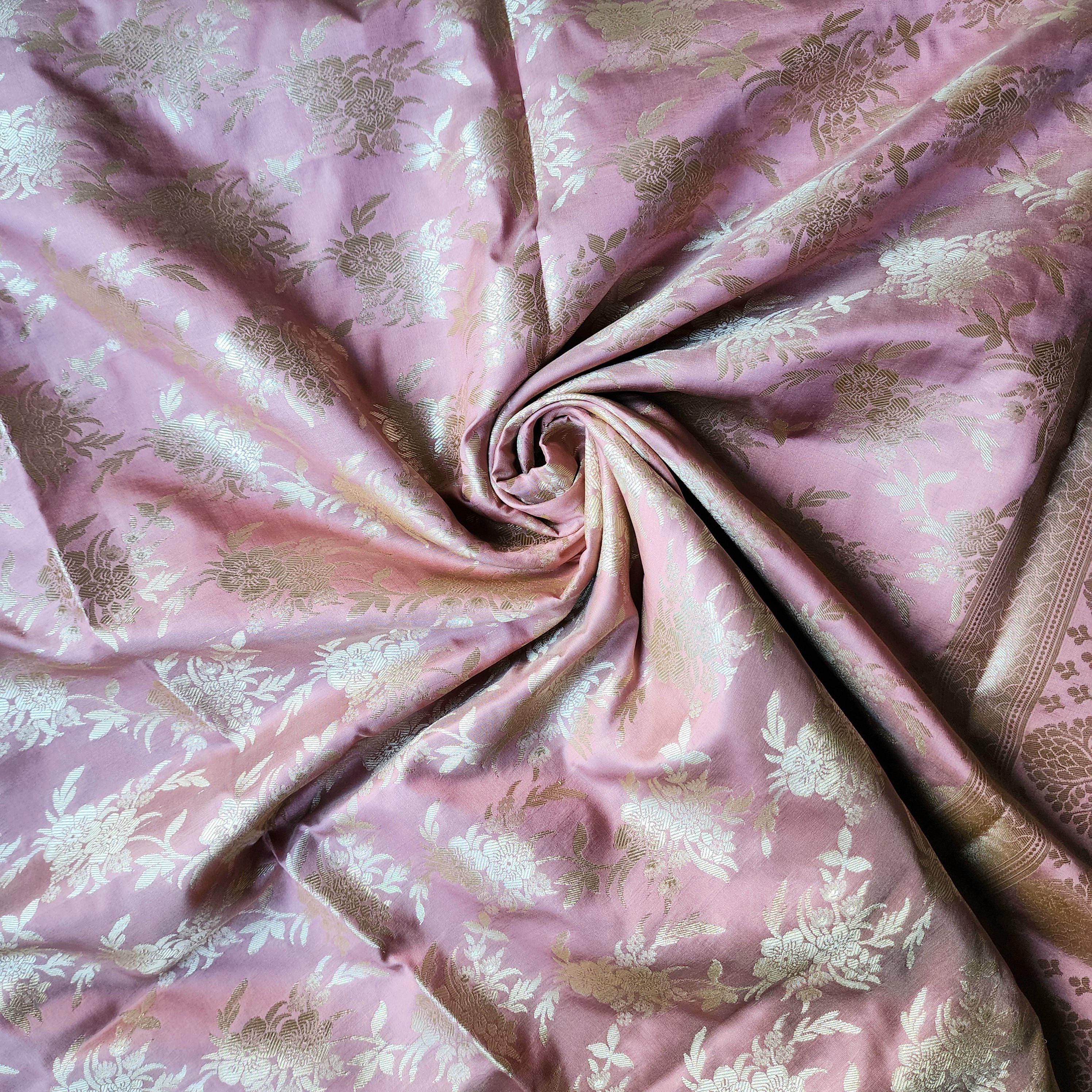 Blush Pink Banarasi Dupatta - Floral Brocade Zari
