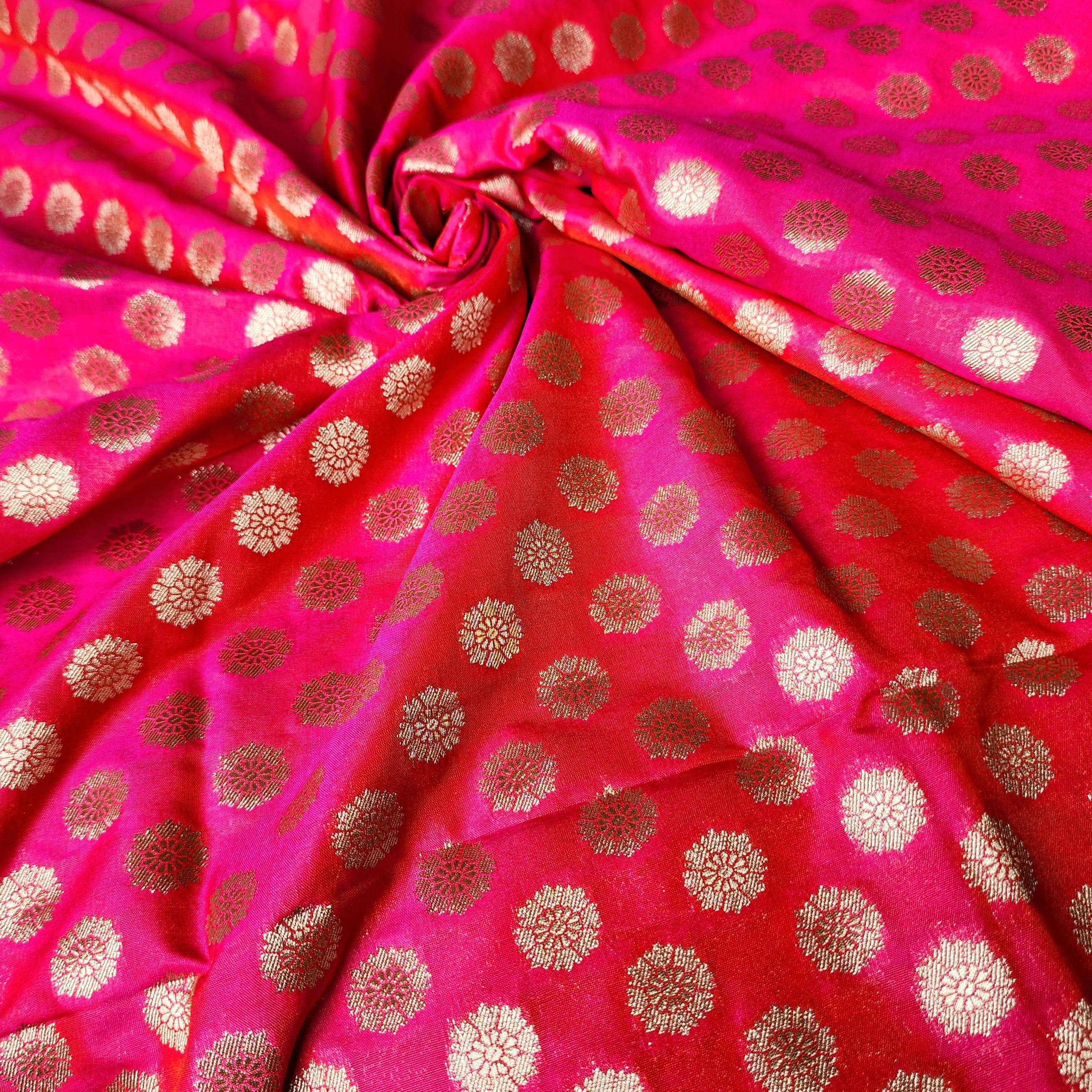Coral Pink Banarasi Dupatta Zari Polka Design, Radiant & Festive