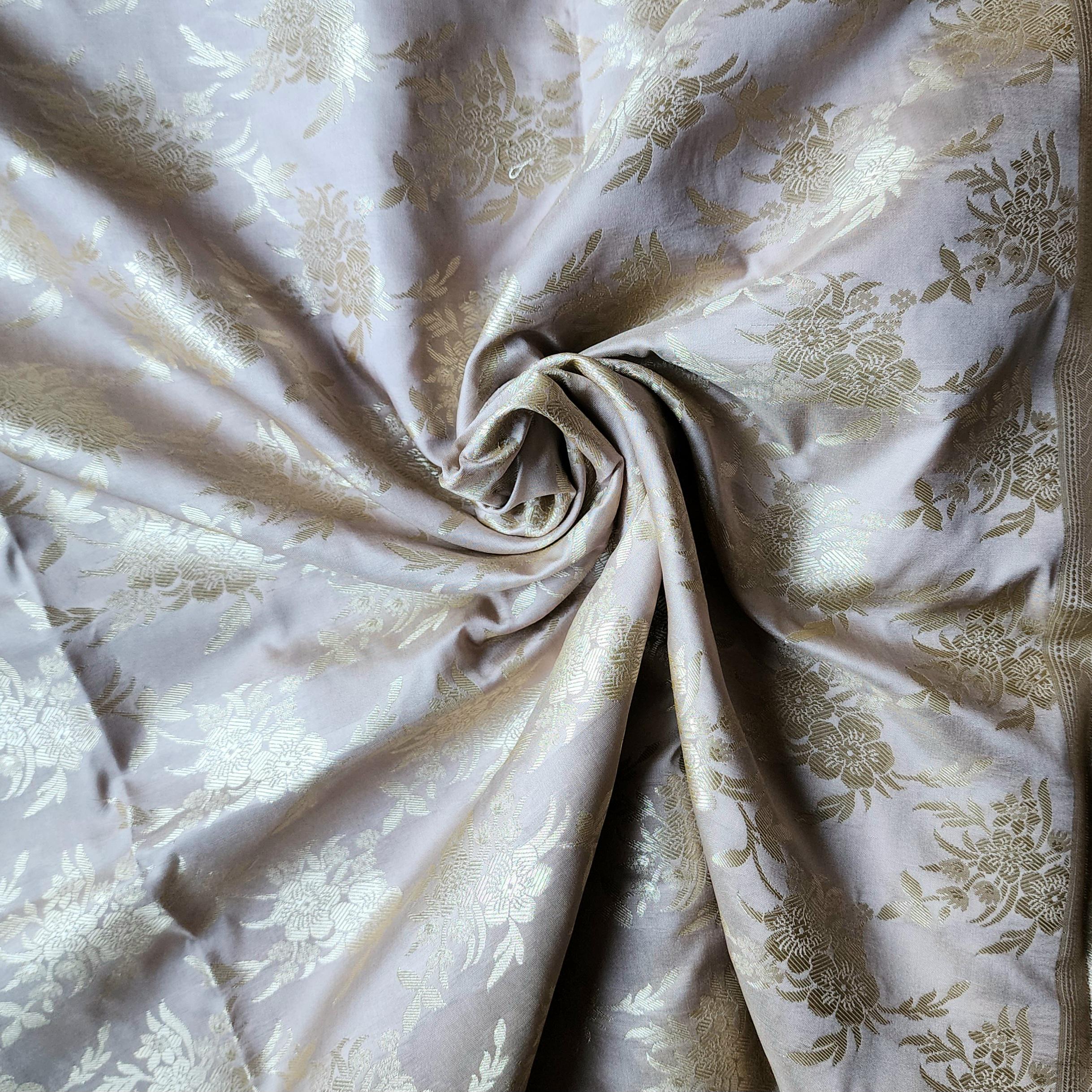 Elegant Beige Banarasi Dupatta - Floral Brocade Zari