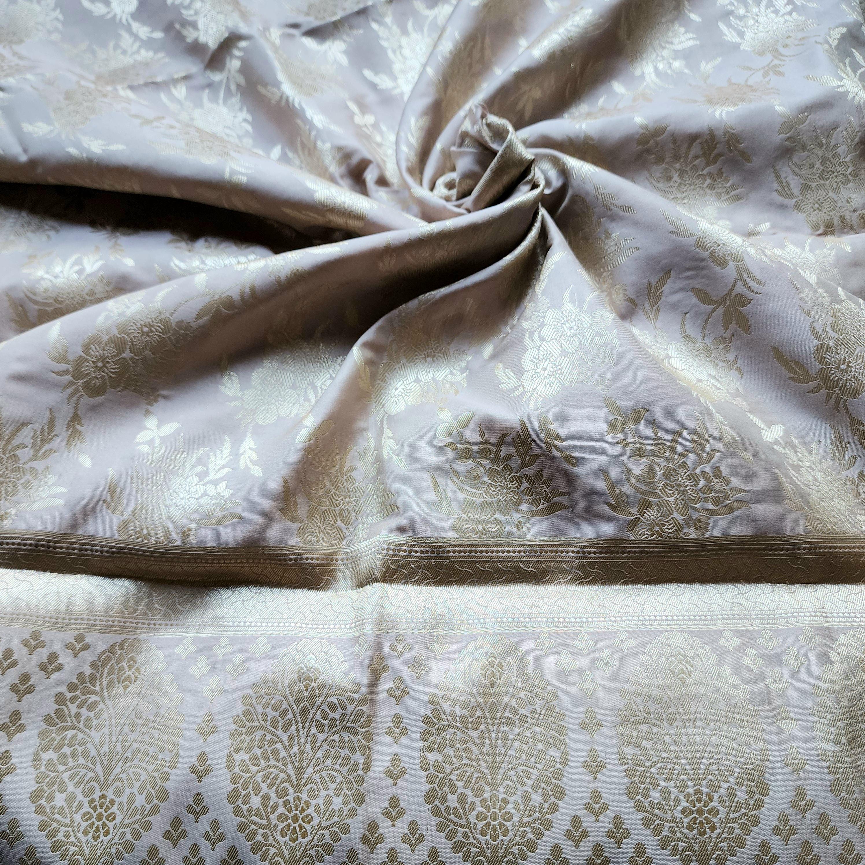 Elegant Beige Banarasi Dupatta Classic Brocade Weave, Timeless Simplicity