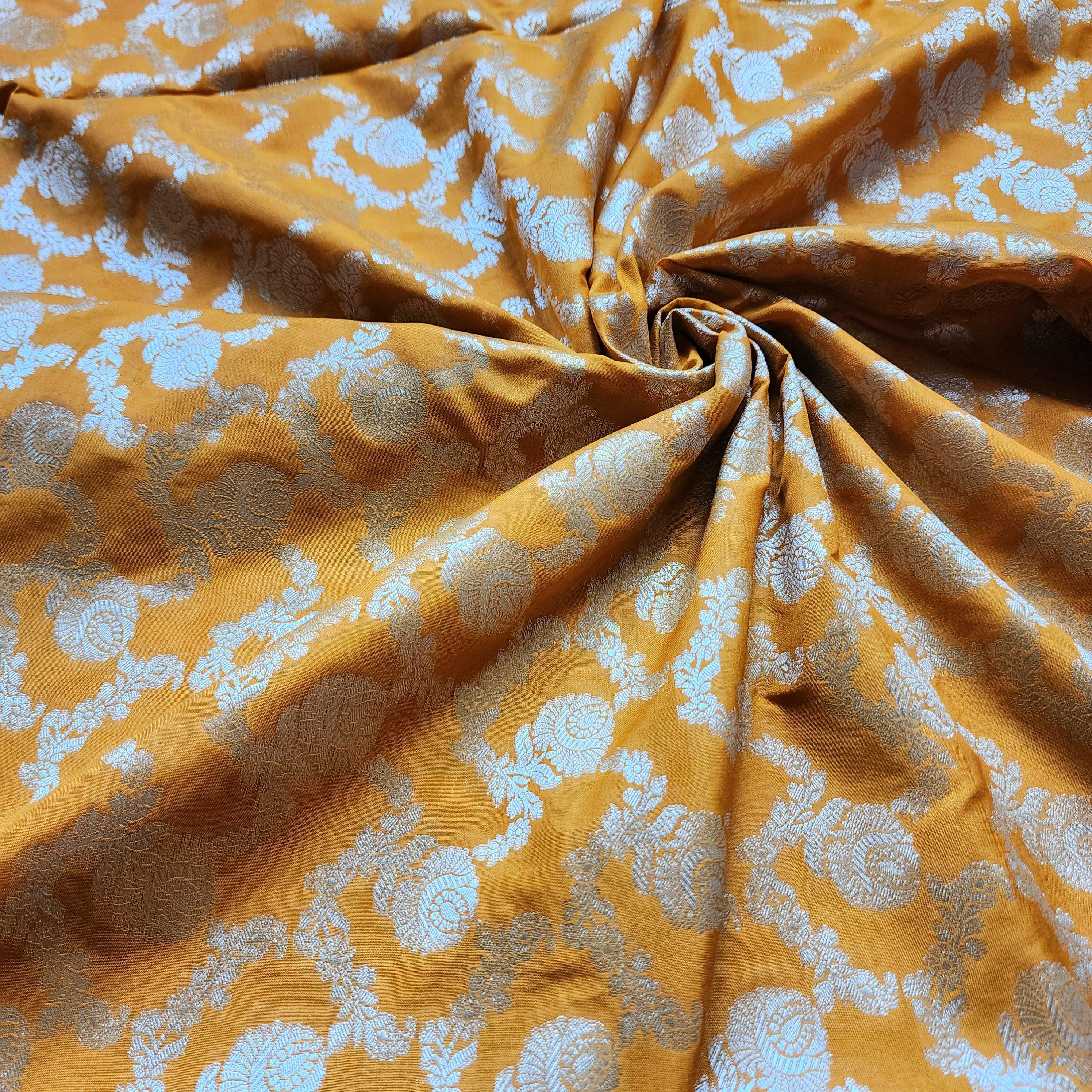 Mustard Yellow Banarasi Dupatta Golden Florals, Warm & Regal Statement