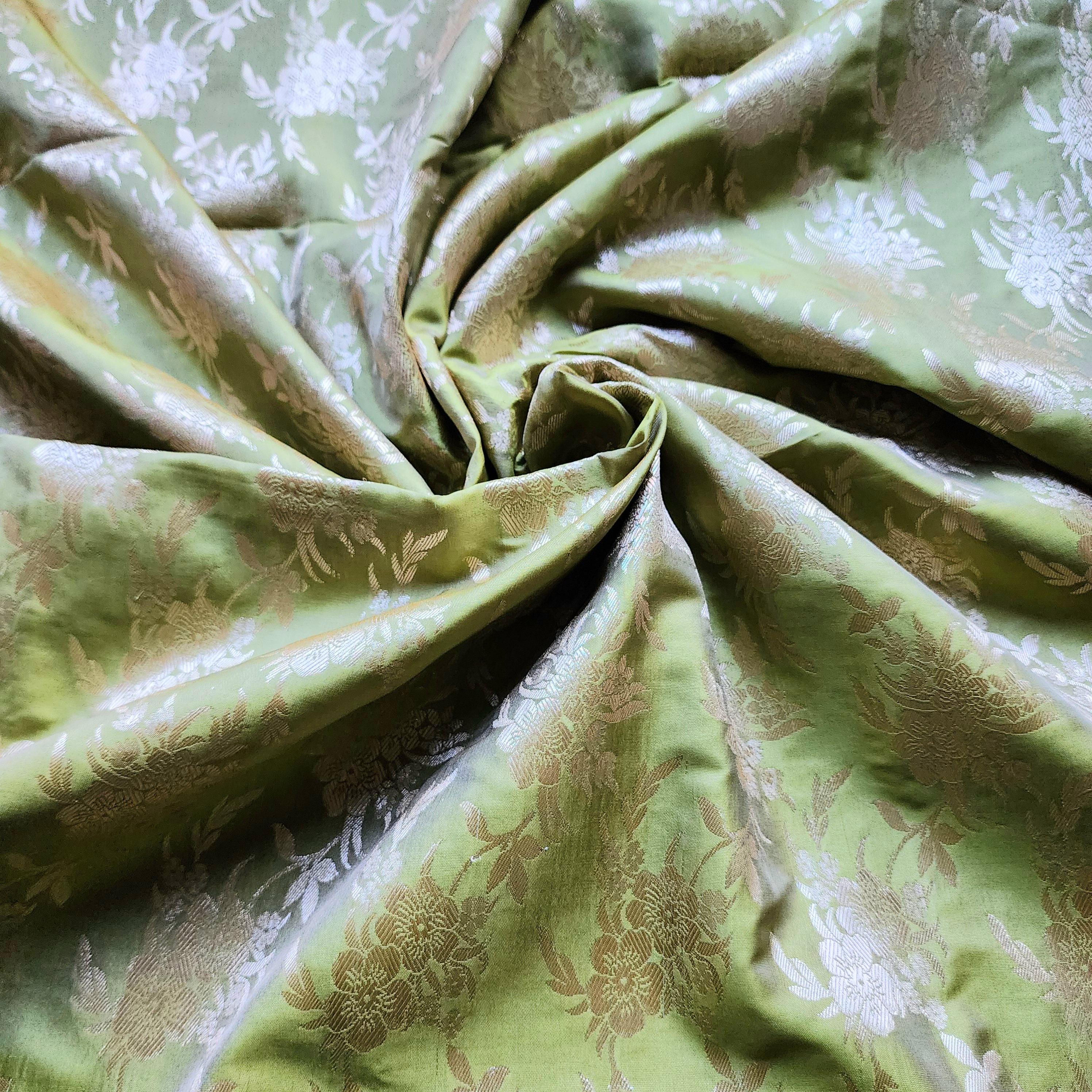 Sage Green Banarasi Dupatta Floral Brocade Zari, Subtle Heritage Grace